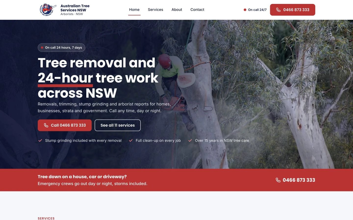 Australian Tree Services NSW website redesign concept