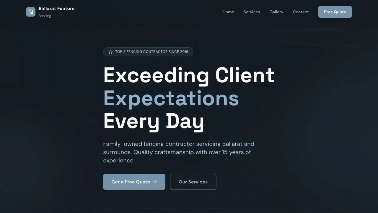Ballarat Feature Fencing website redesign concept