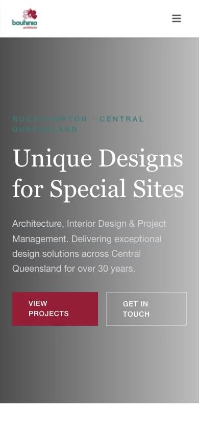 Bauhinia Architects concept at mobile width