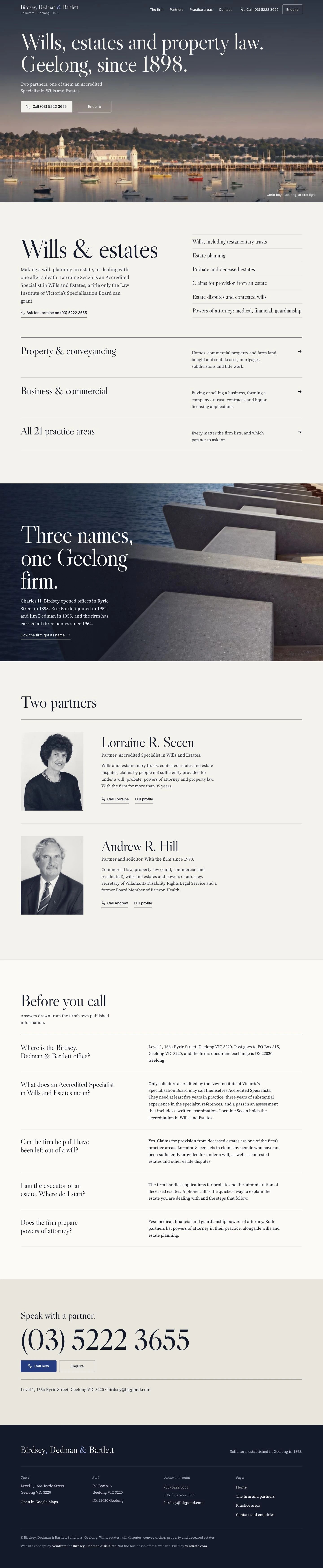 Birdsey, Dedman & Bartlett — vendrato concept