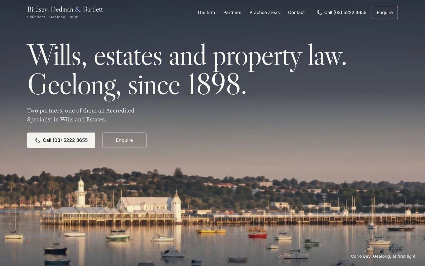 Birdsey, Dedman & Bartlett website redesign concept