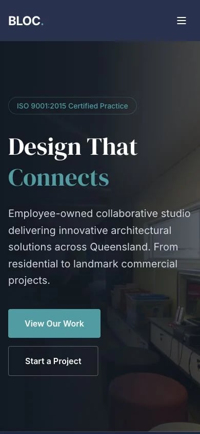 BLOC Design concept at mobile width