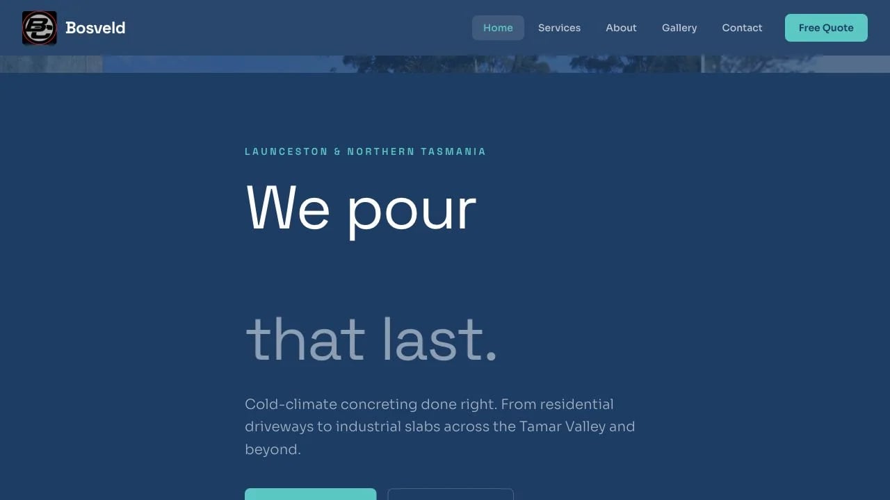 Bosveld Concreting website redesign concept