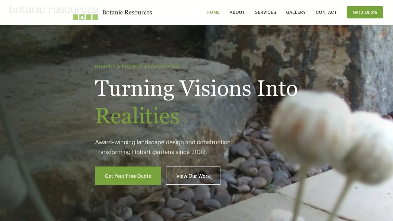 Botanic Resources website redesign concept