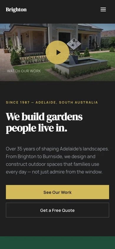Brighton Landscaping concept at mobile width