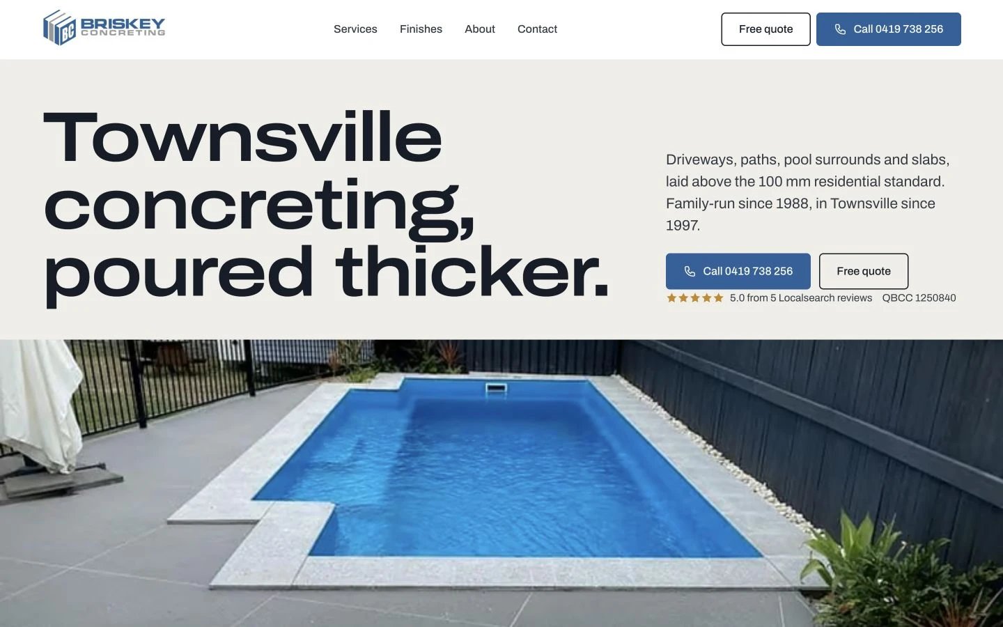 Briskey Concreting website redesign concept