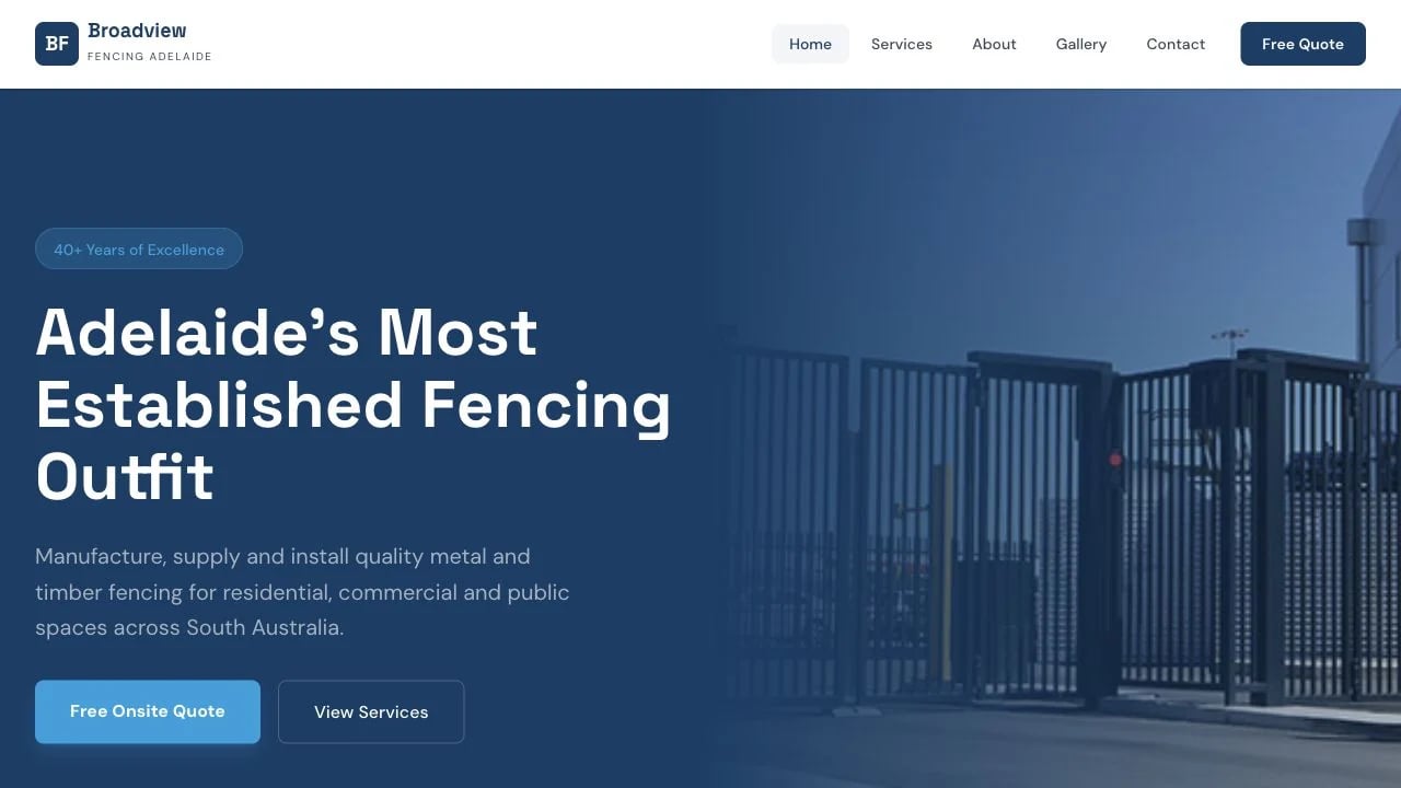 Broadview Fencing website redesign concept
