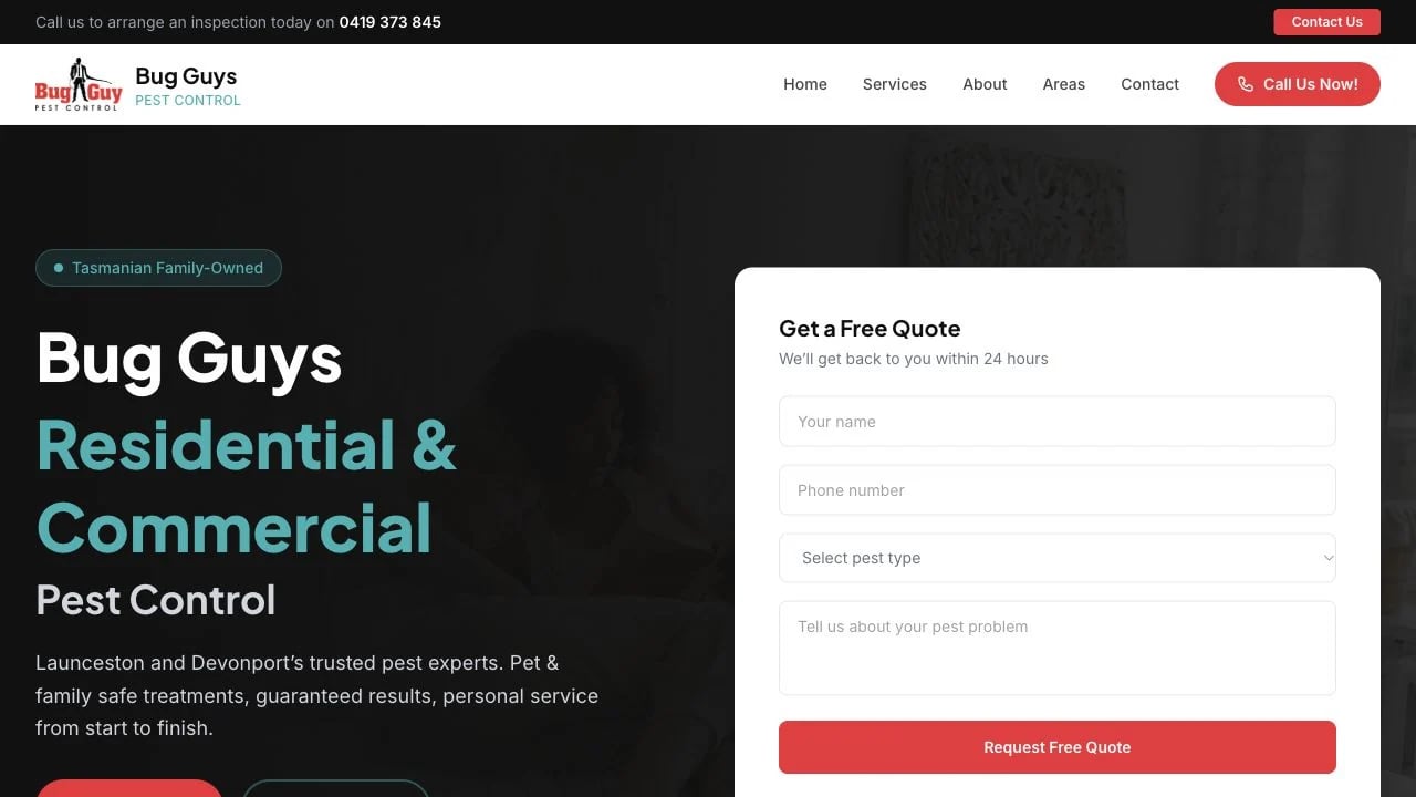 Bug Guys website redesign concept