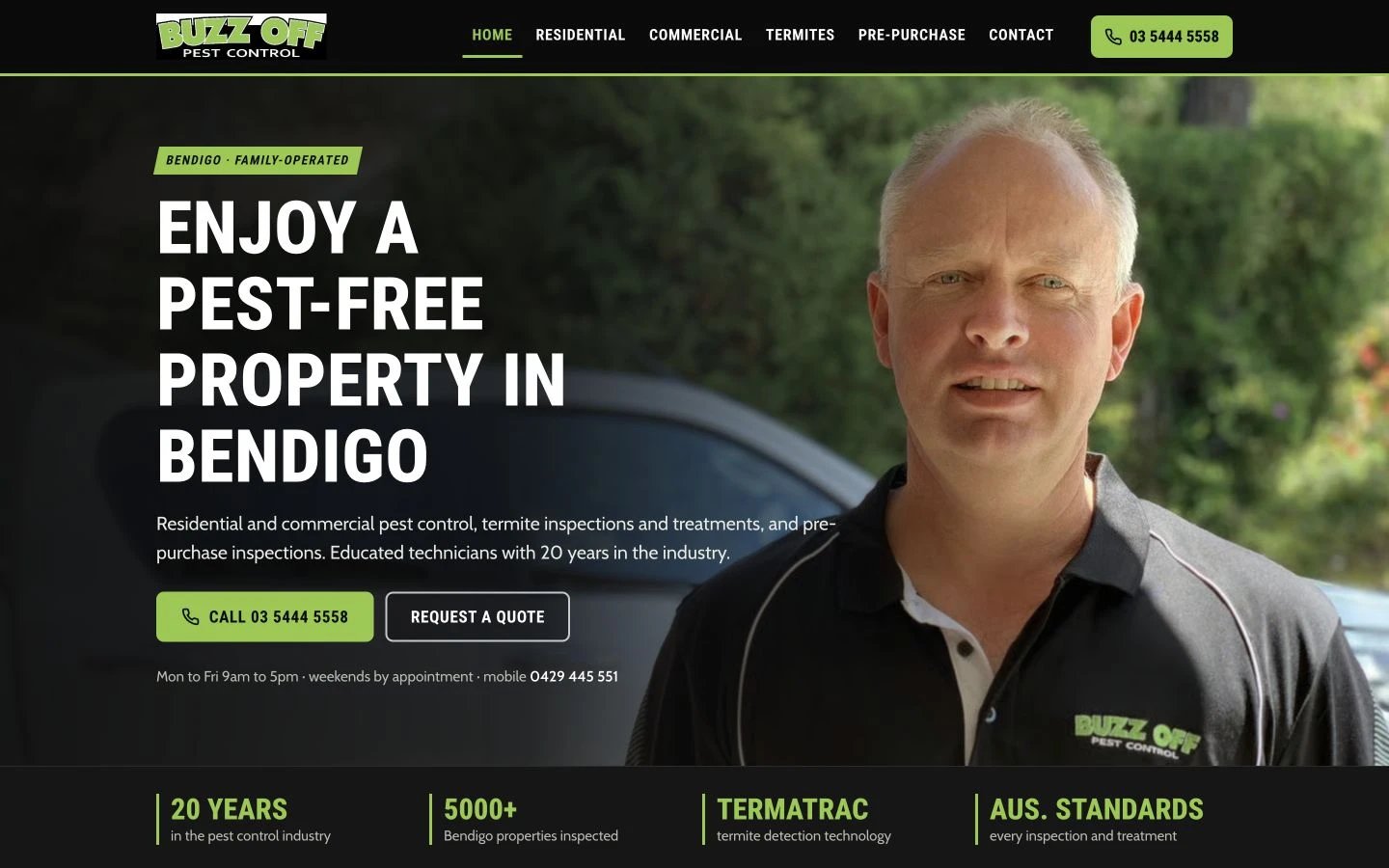 Buzz Off Pty Ltd website redesign concept