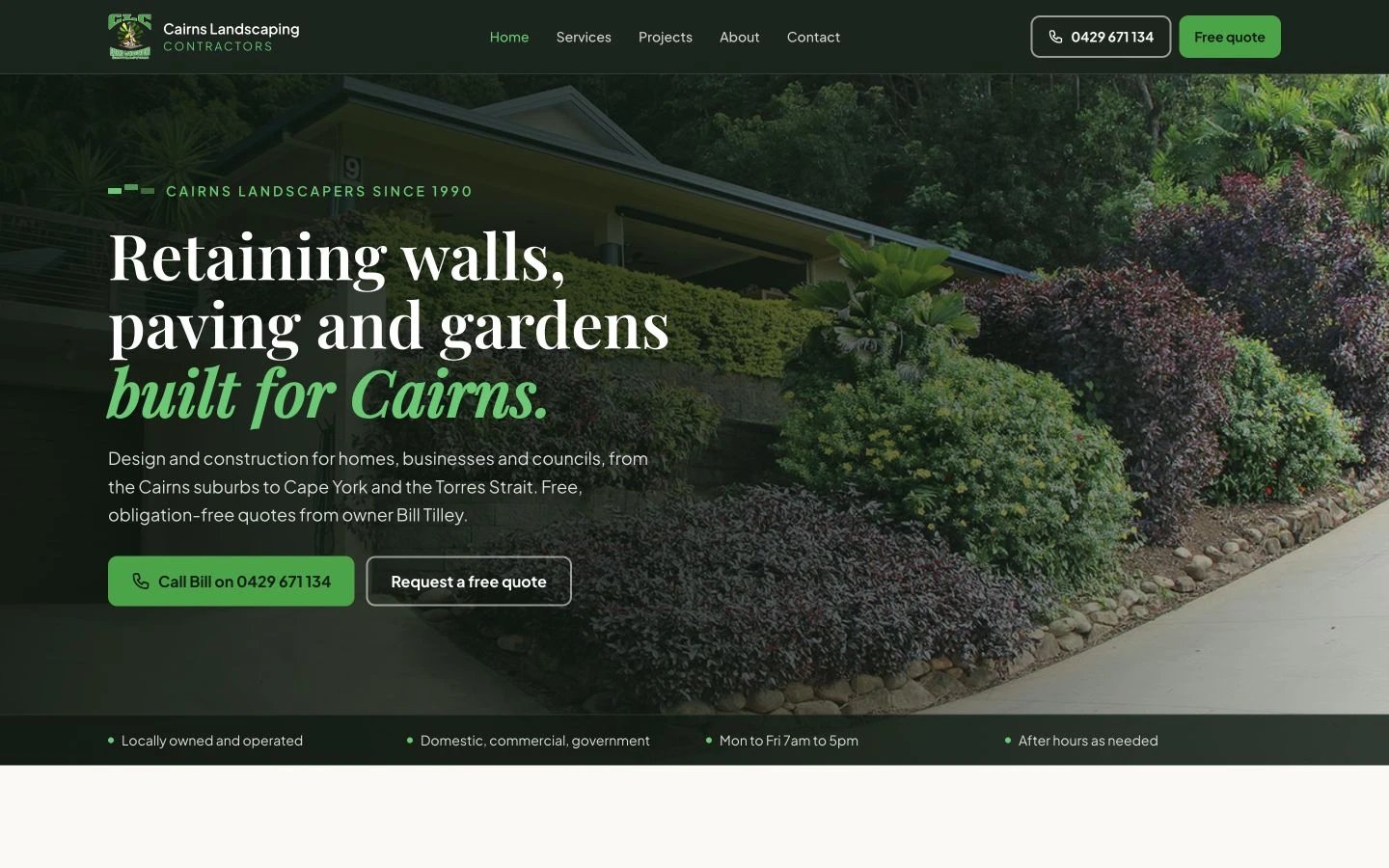 Cairns Landscaping Contractors website redesign concept