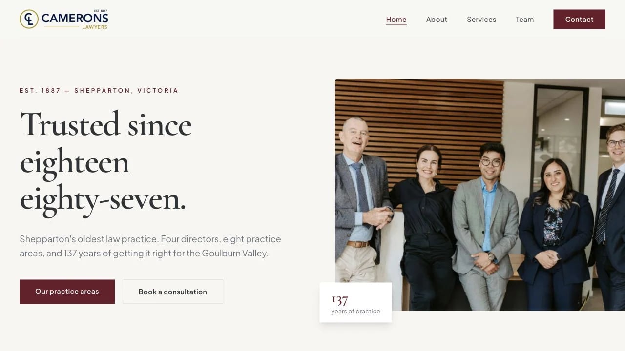 Camerons Lawyers website redesign concept