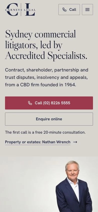 Carneys Legal concept at mobile width