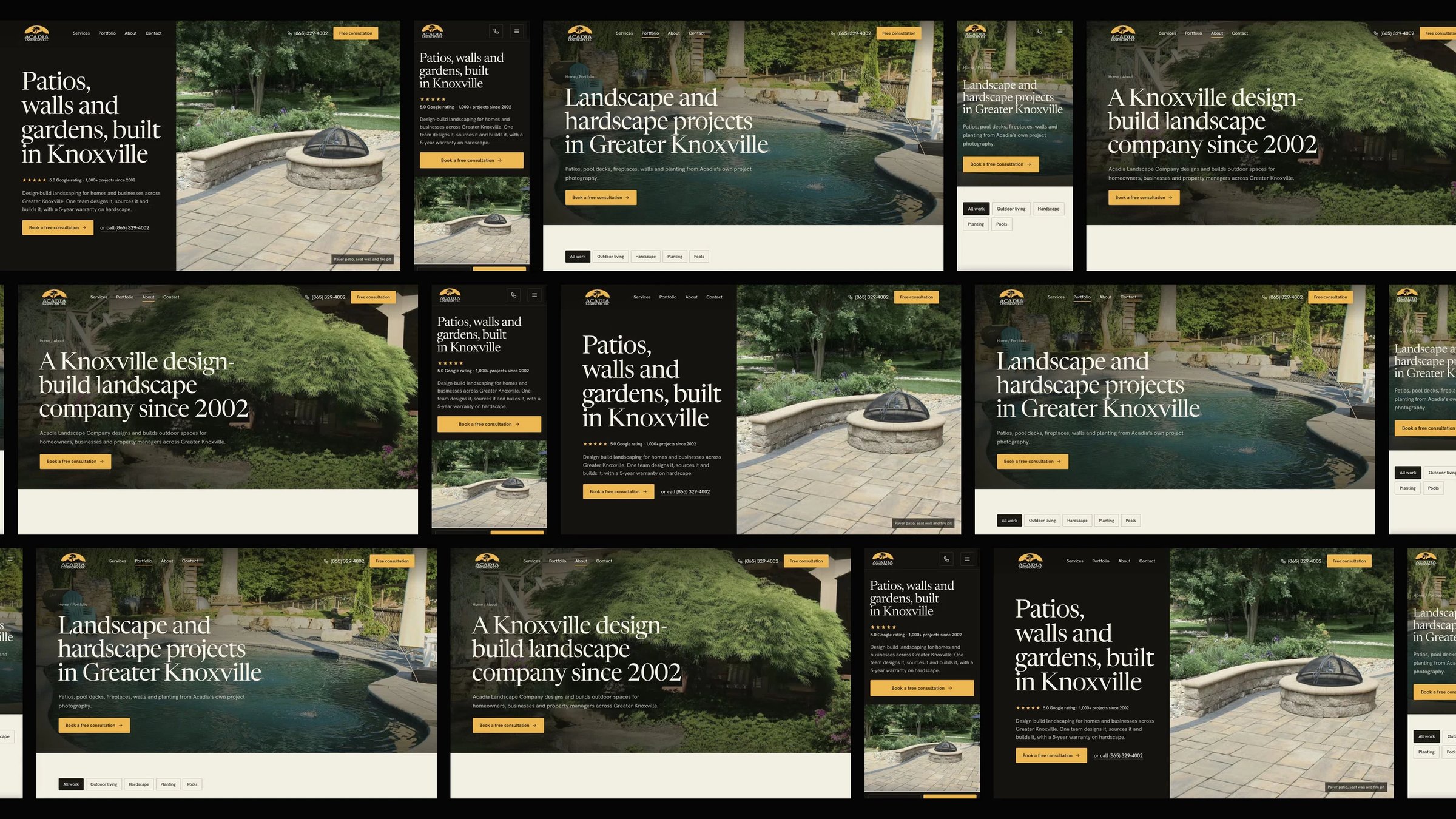 Acadia Landscape Company: desktop and mobile website designs