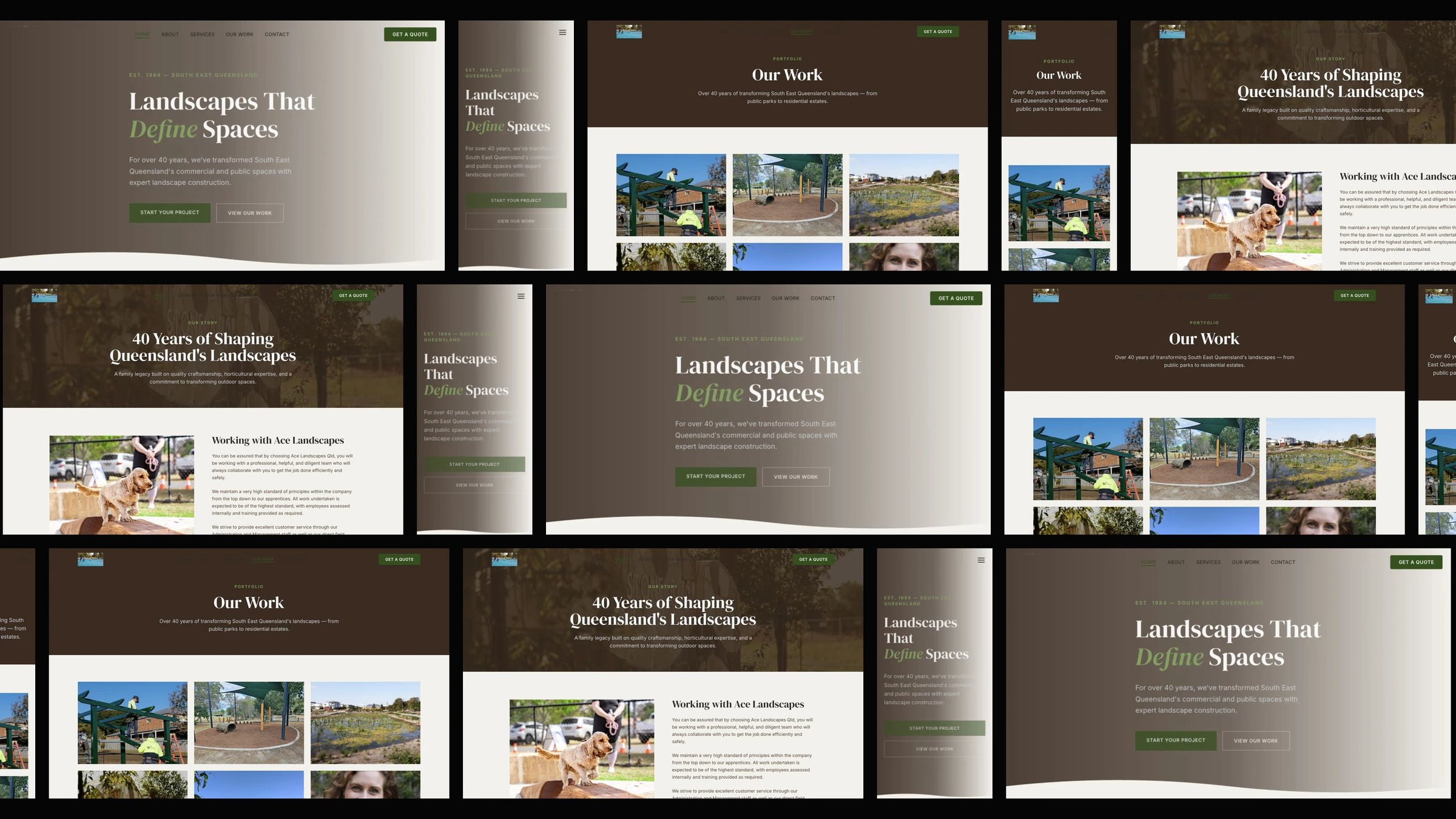 Ace Landscapes Qld: desktop and mobile website designs