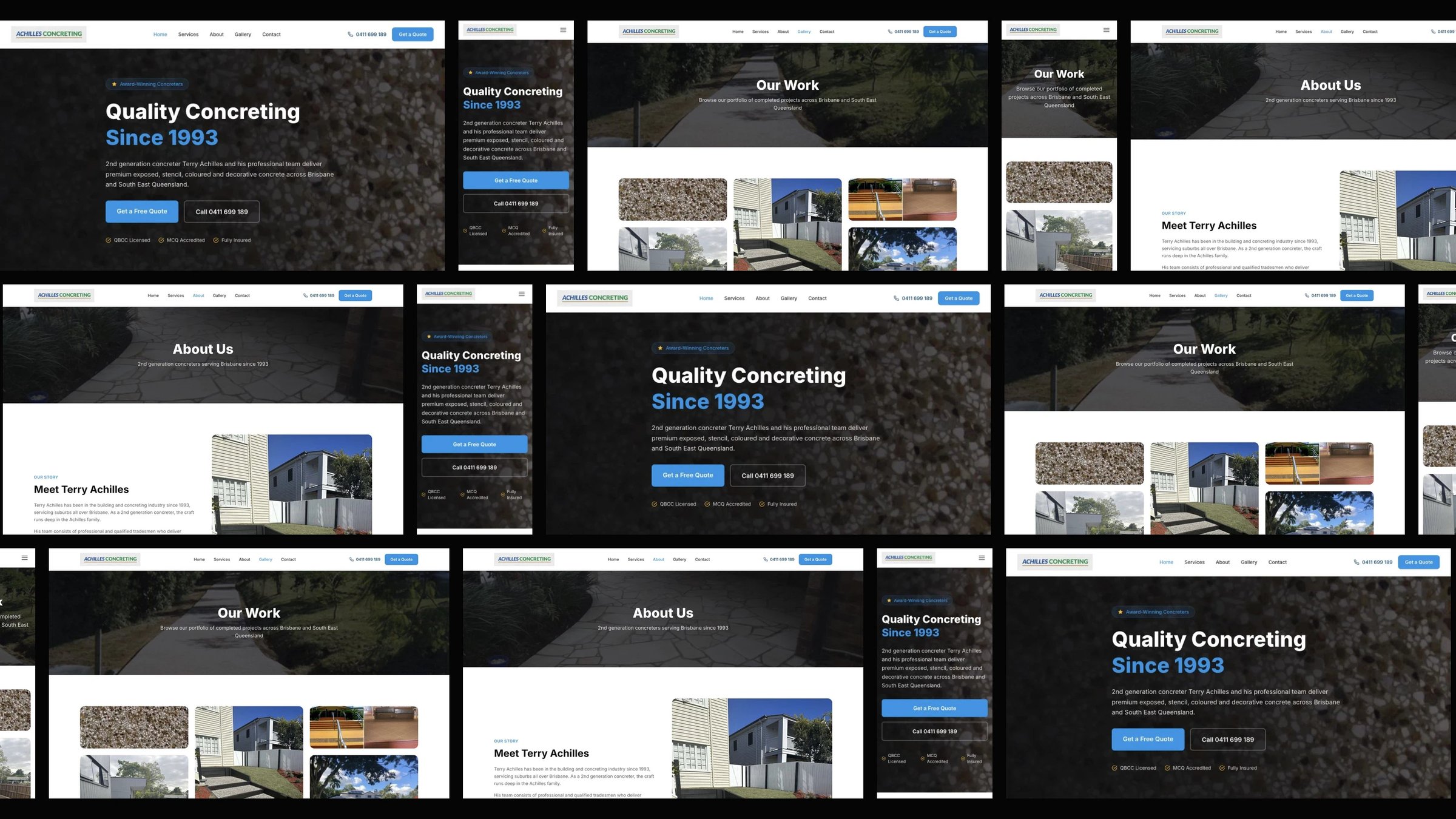 Achilles Concreting: desktop and mobile website designs