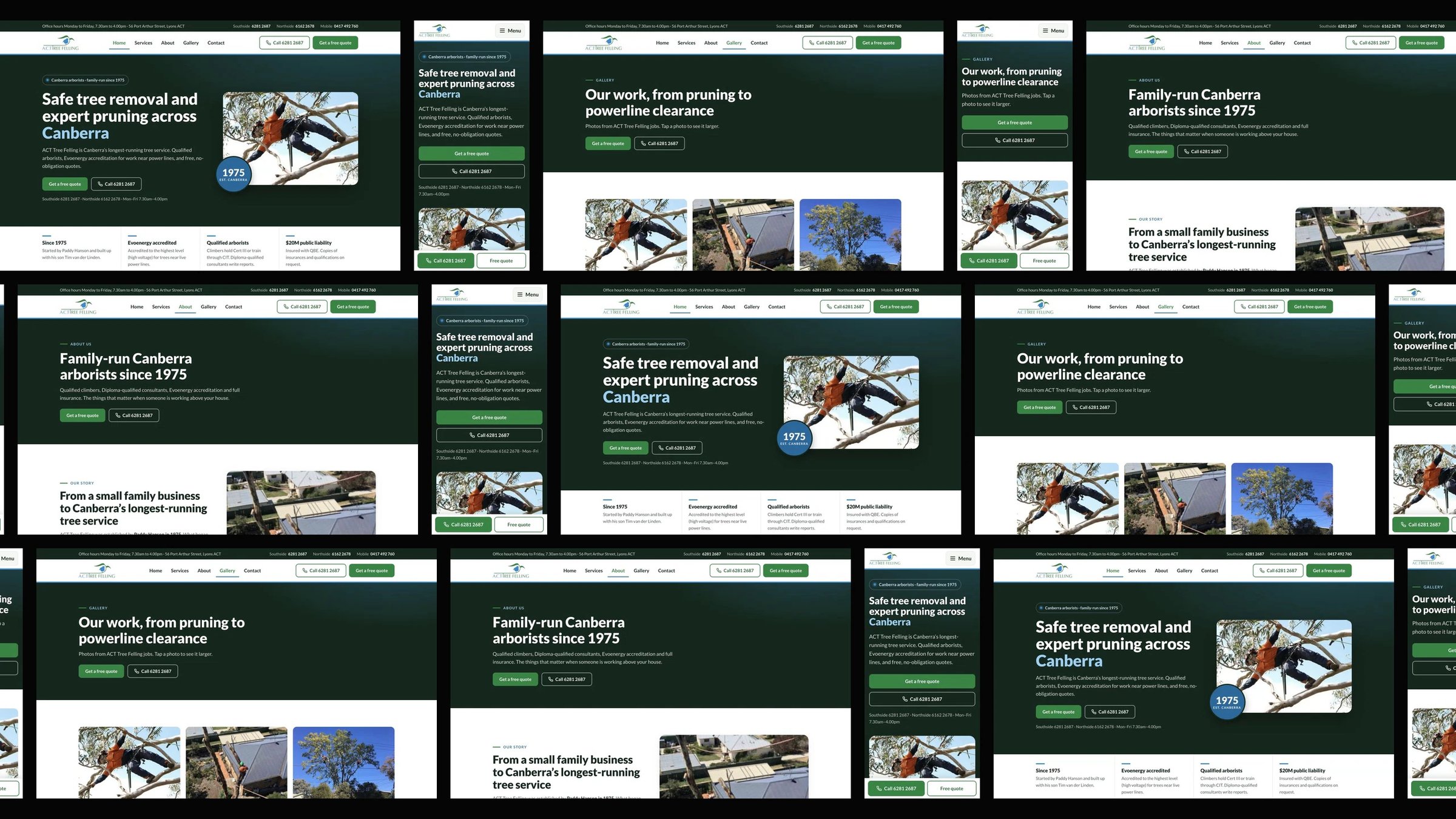 ACT Tree Felling: desktop and mobile website designs