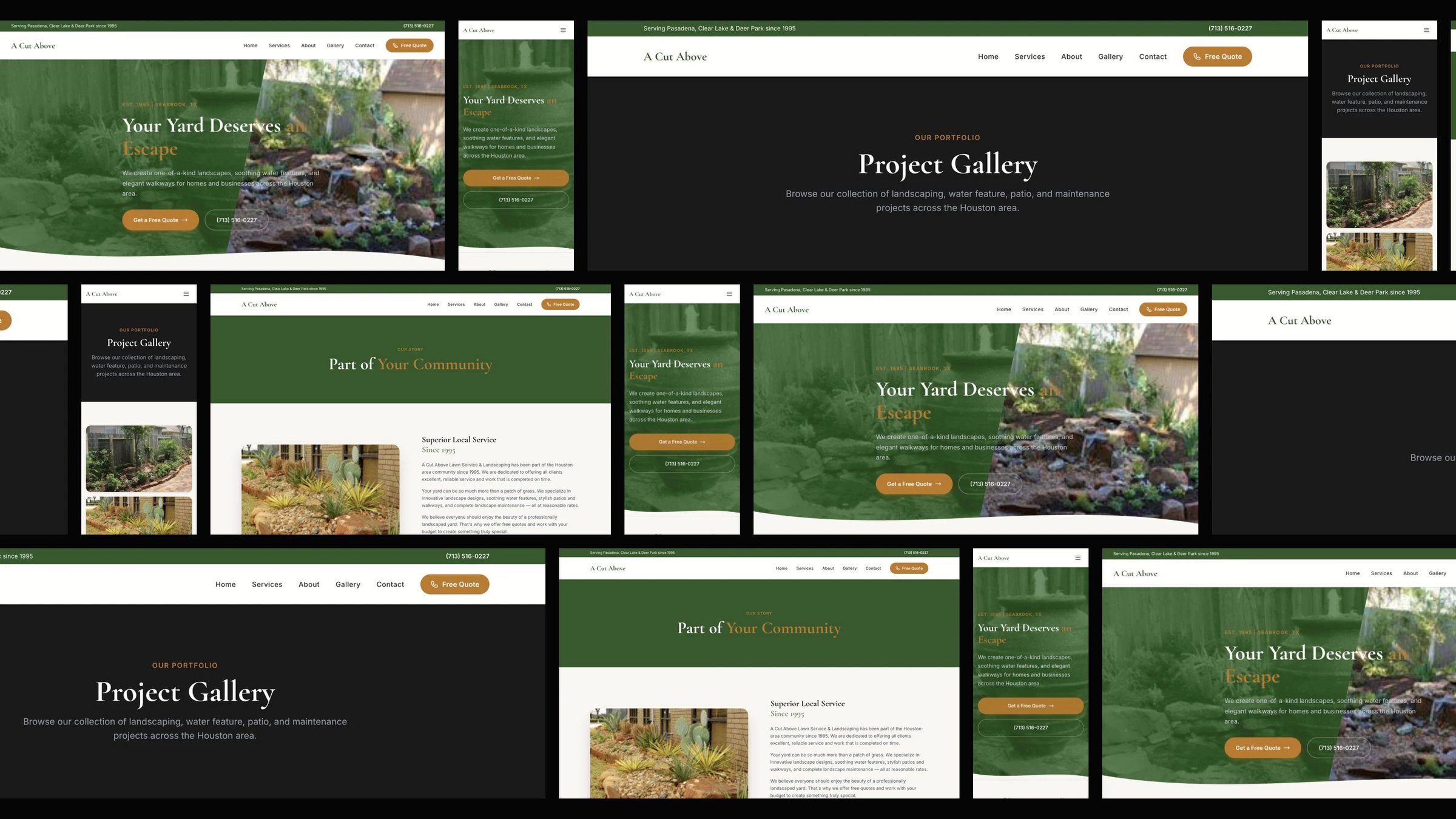 A Cut Above Lawn Service & Landscaping: desktop and mobile website designs