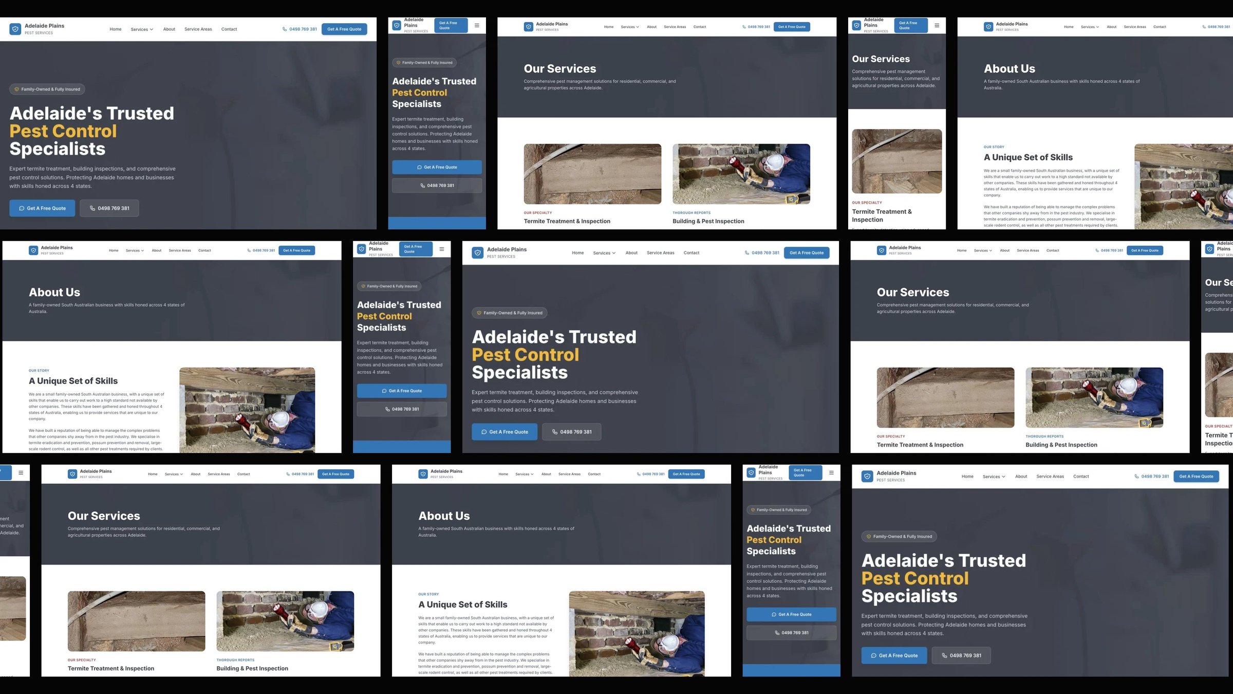 Adelaide Plains Pest Services: desktop and mobile website designs