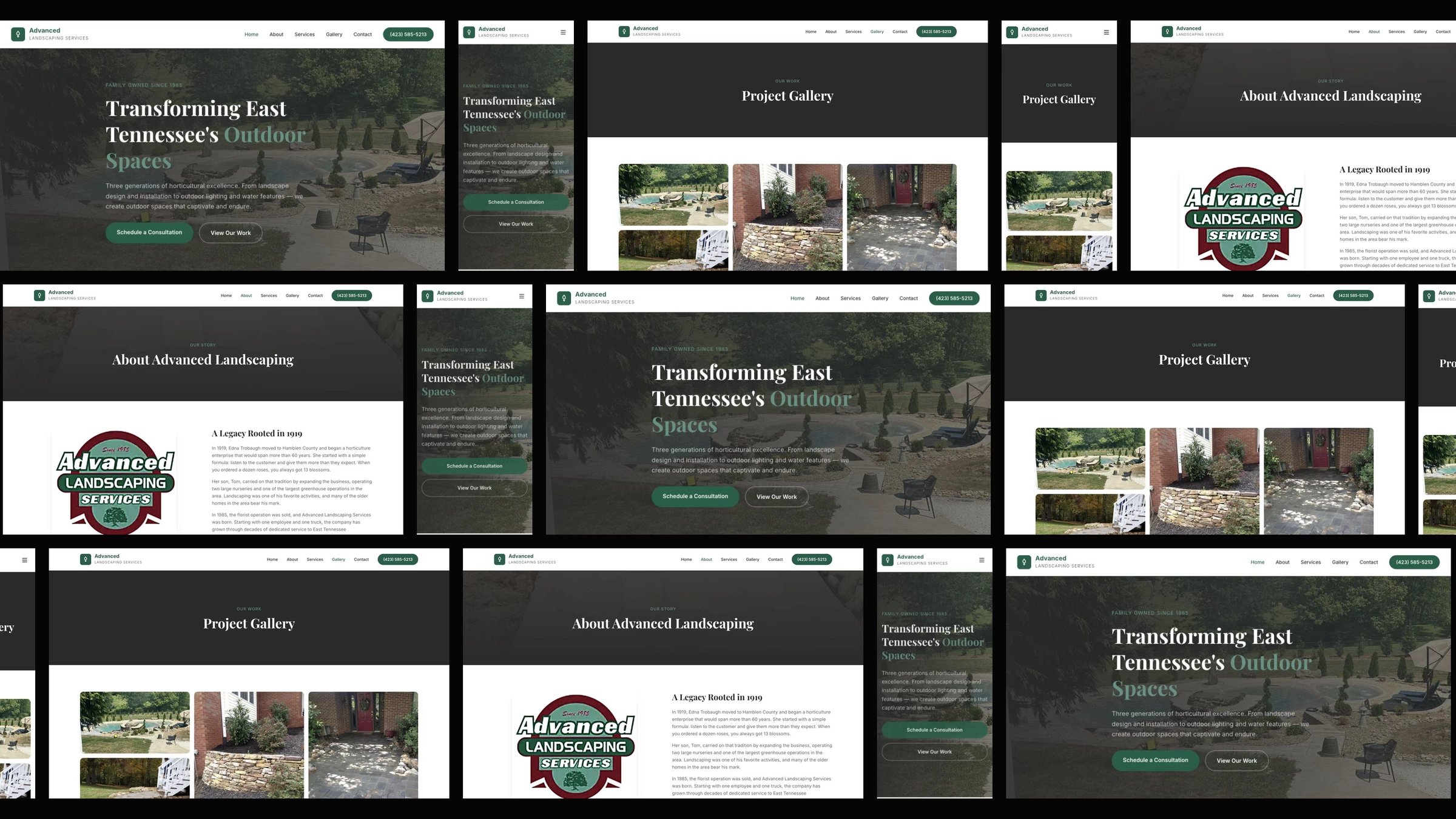 Advanced Landscaping Services: desktop and mobile website designs