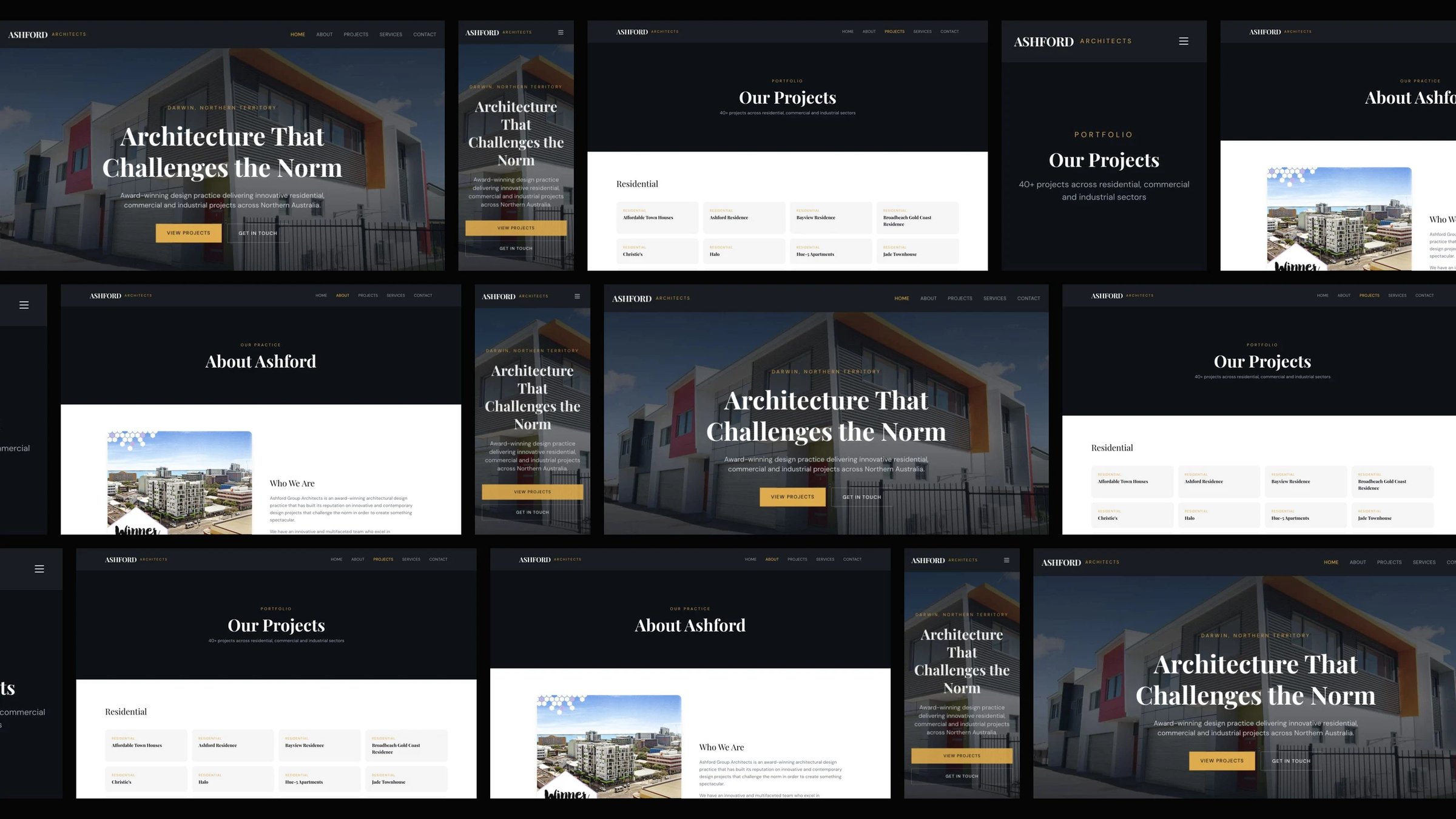 Ashford Architects: desktop and mobile website designs