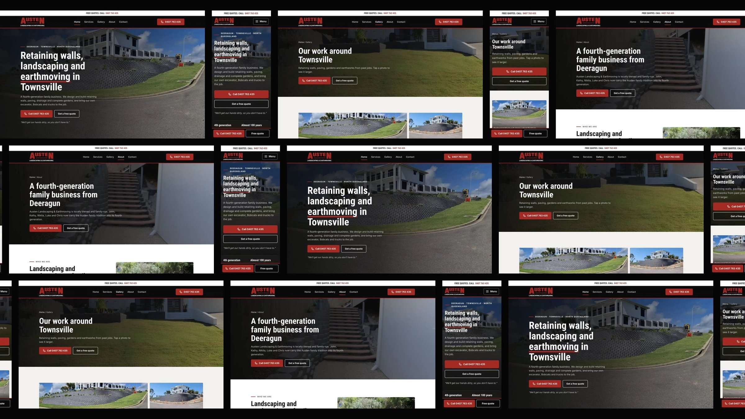 Austen Landscaping & Earthmoving: desktop and mobile website designs