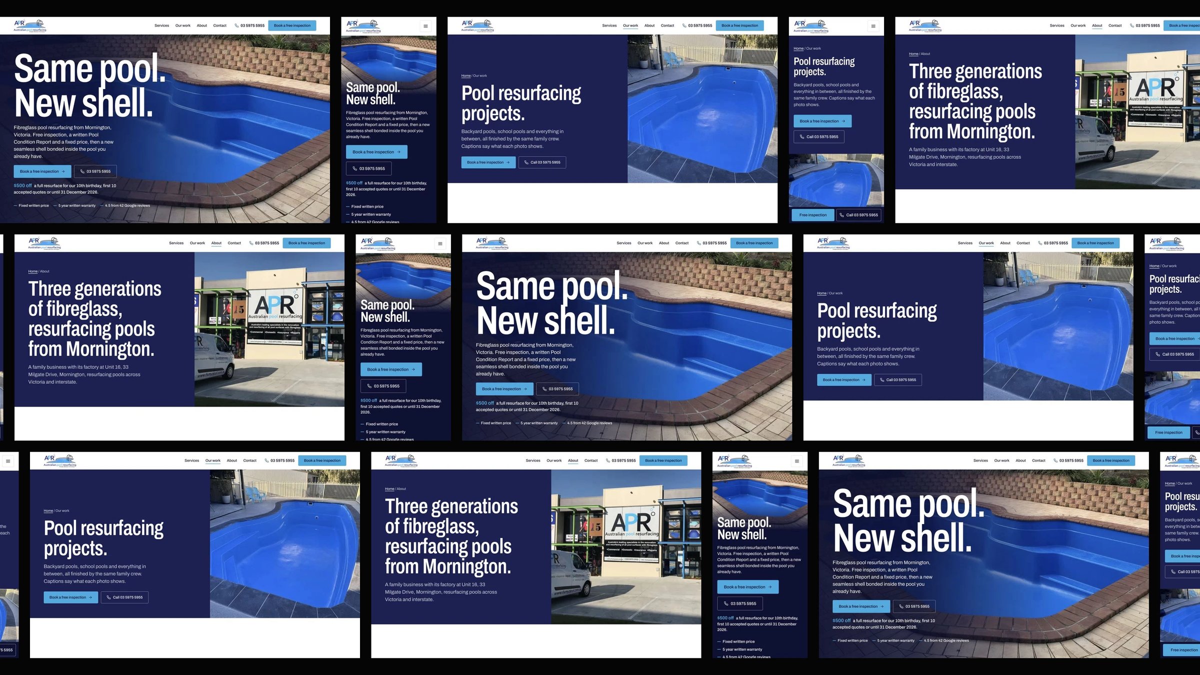 Australian Pool Resurfacing: desktop and mobile website designs
