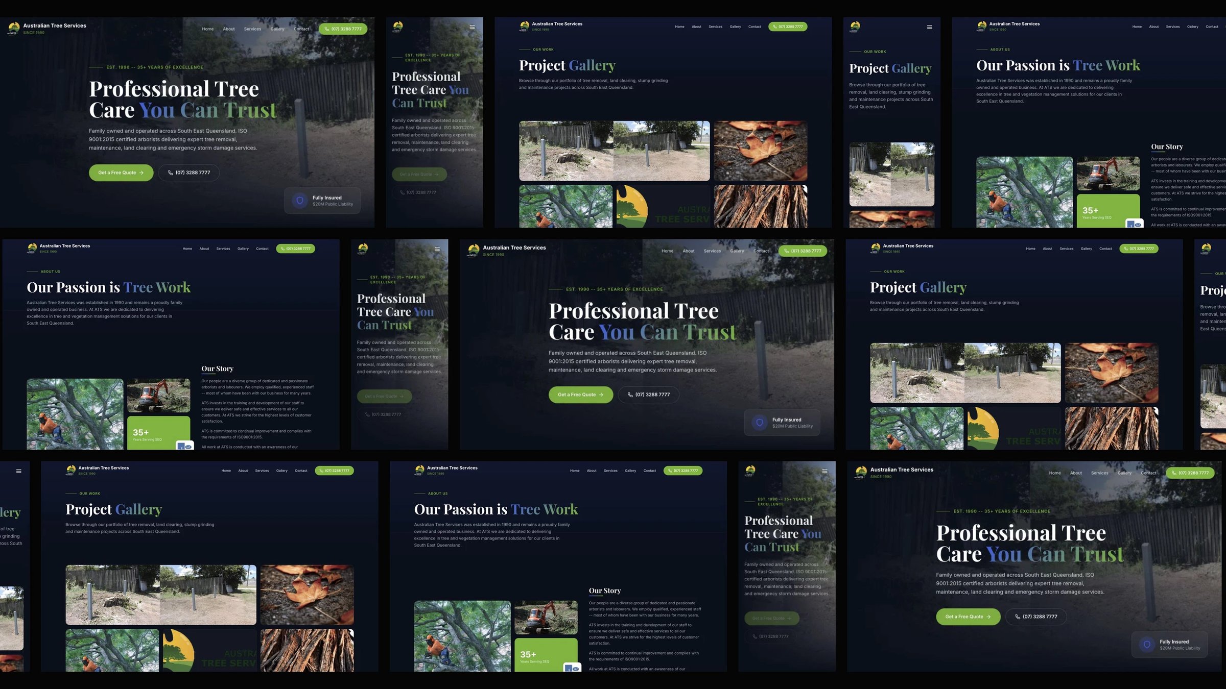Australian Tree Services: desktop and mobile website designs