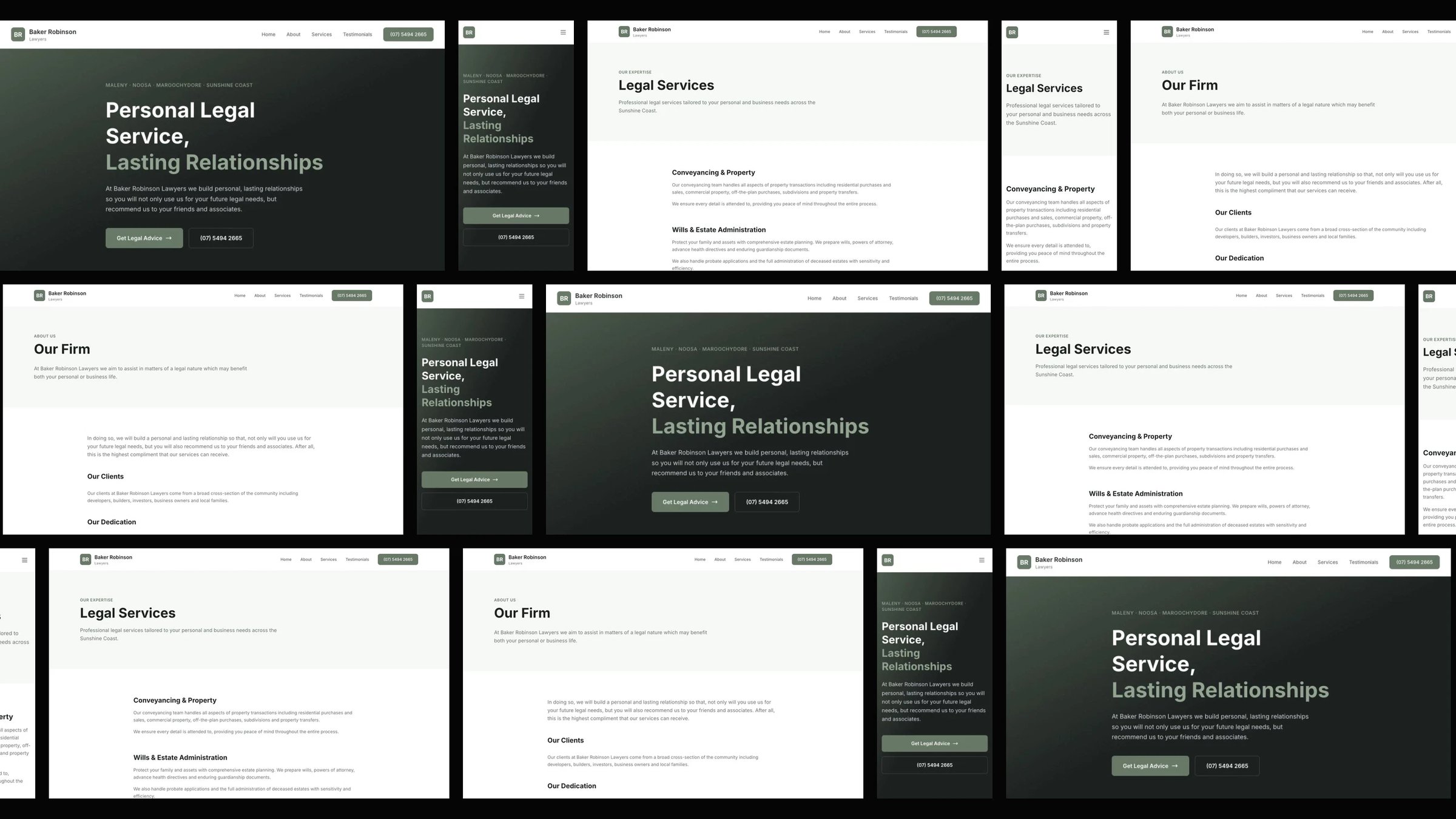 Baker Robinson Lawyers: desktop and mobile website designs