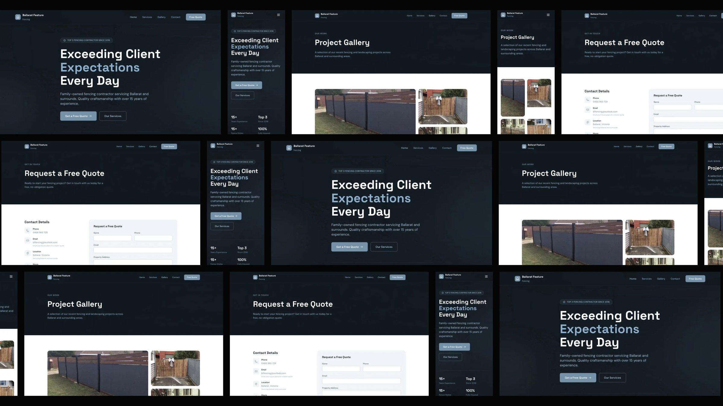 Ballarat Feature Fencing: desktop and mobile website designs