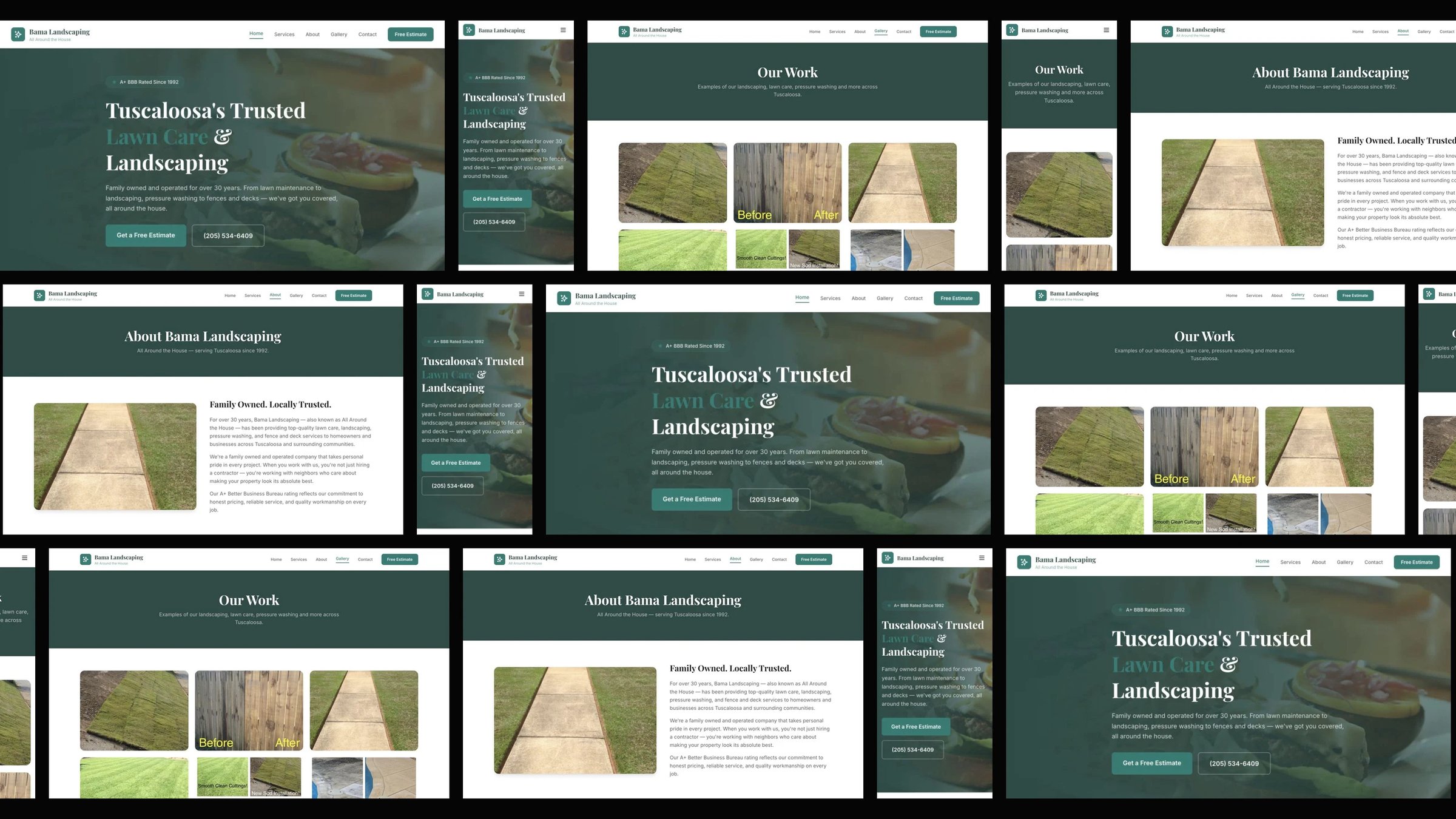 Bama Landscaping: desktop and mobile website designs