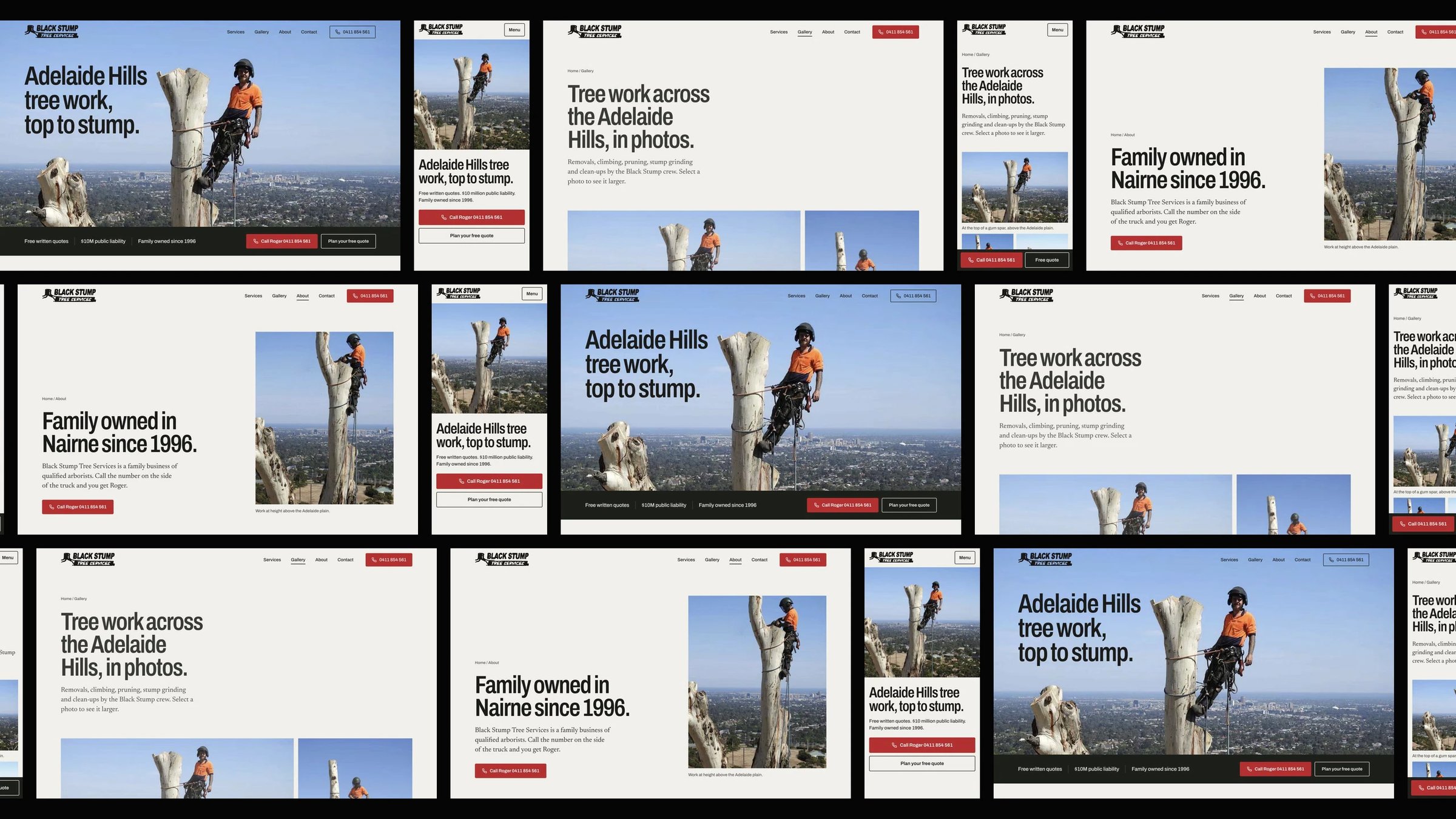 Black Stump Tree Services: desktop and mobile website designs