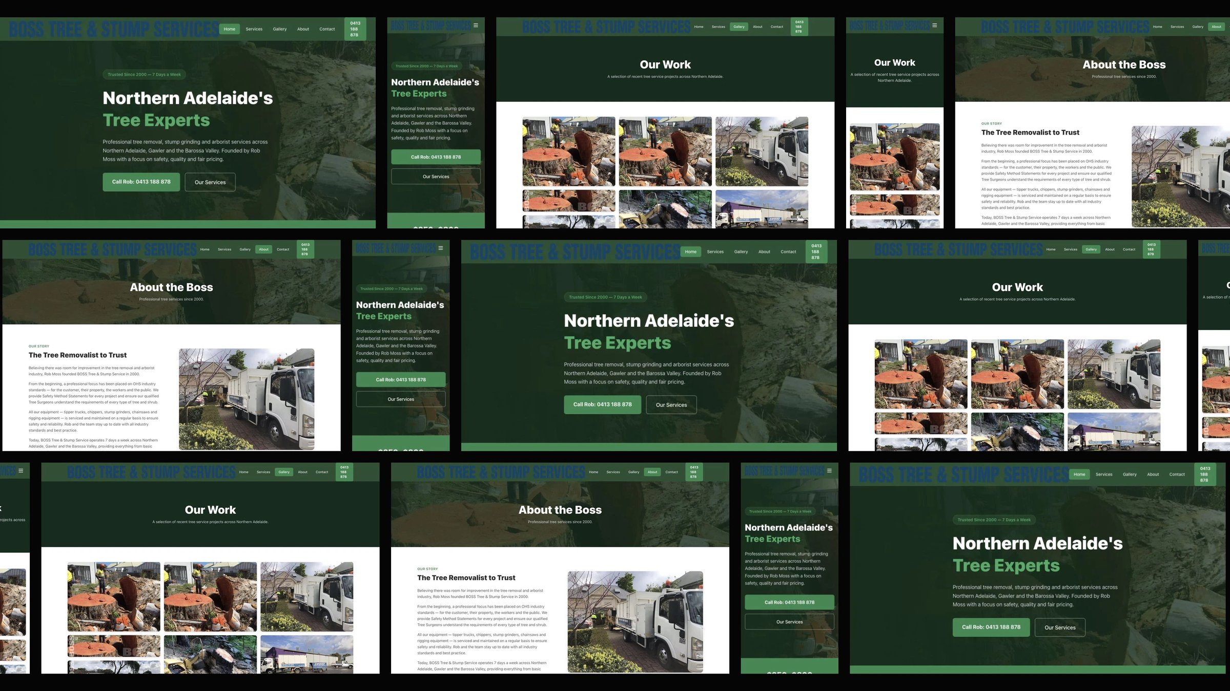 BOSS Tree & Stump Service: desktop and mobile website designs