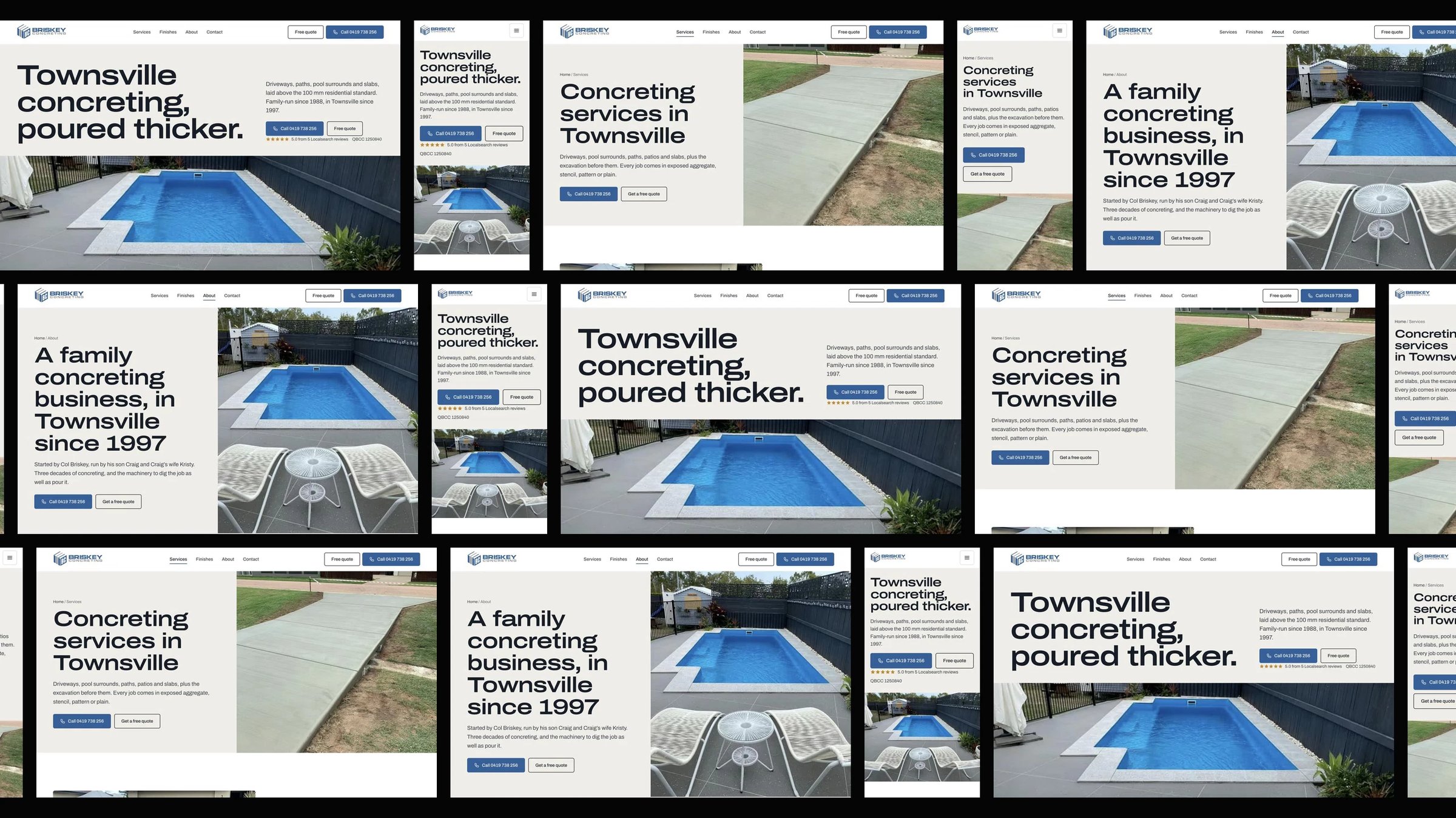 Briskey Concreting: desktop and mobile website designs