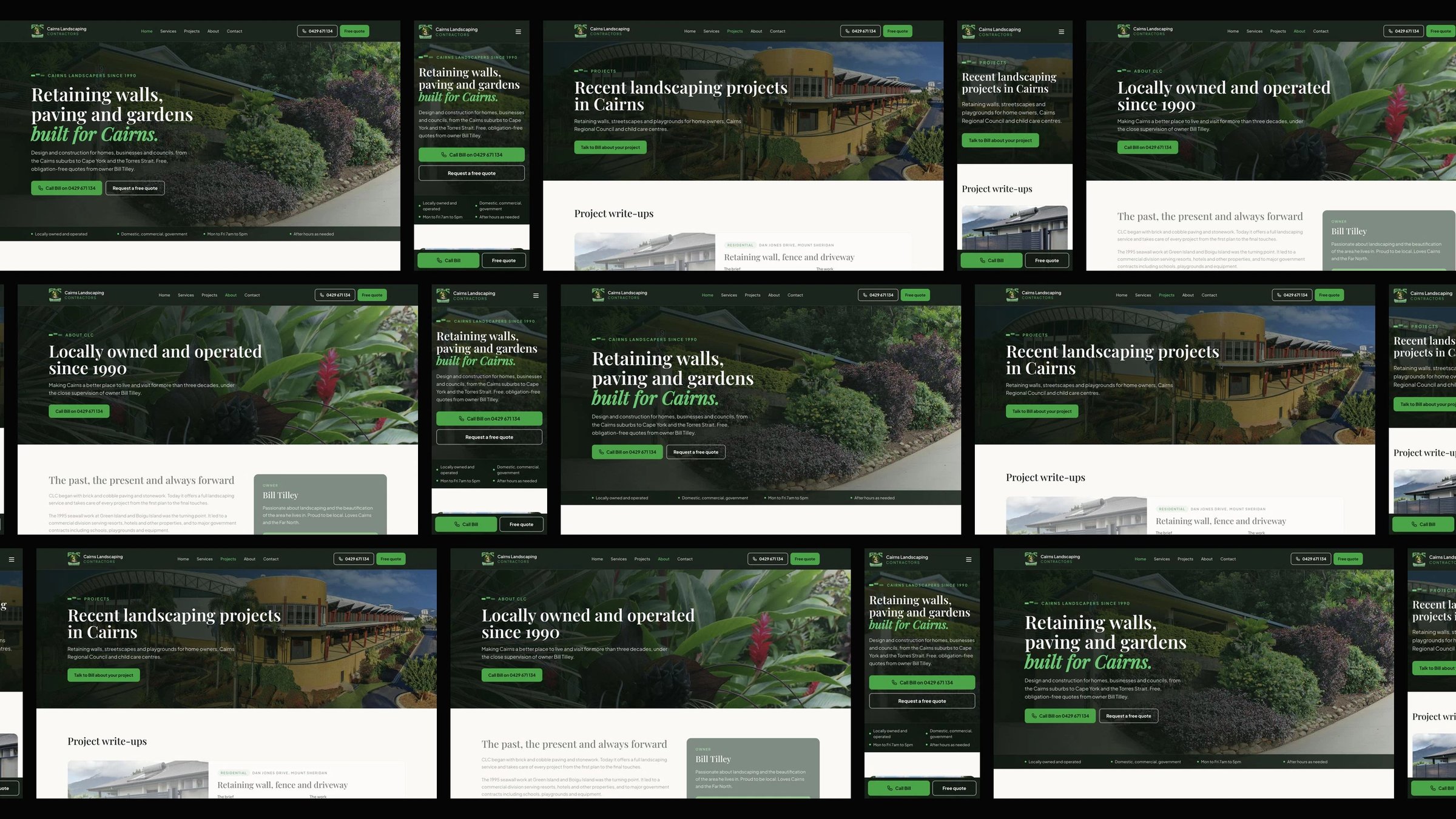Cairns Landscaping Contractors: desktop and mobile website designs