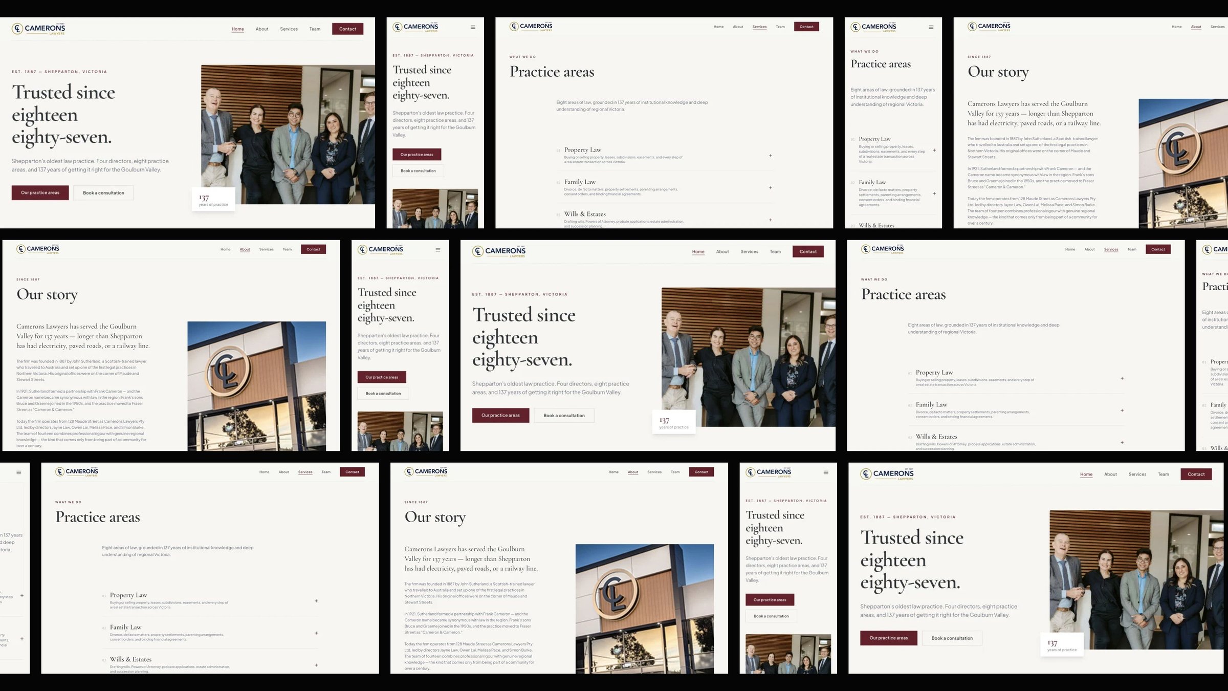 Camerons Lawyers: desktop and mobile website designs