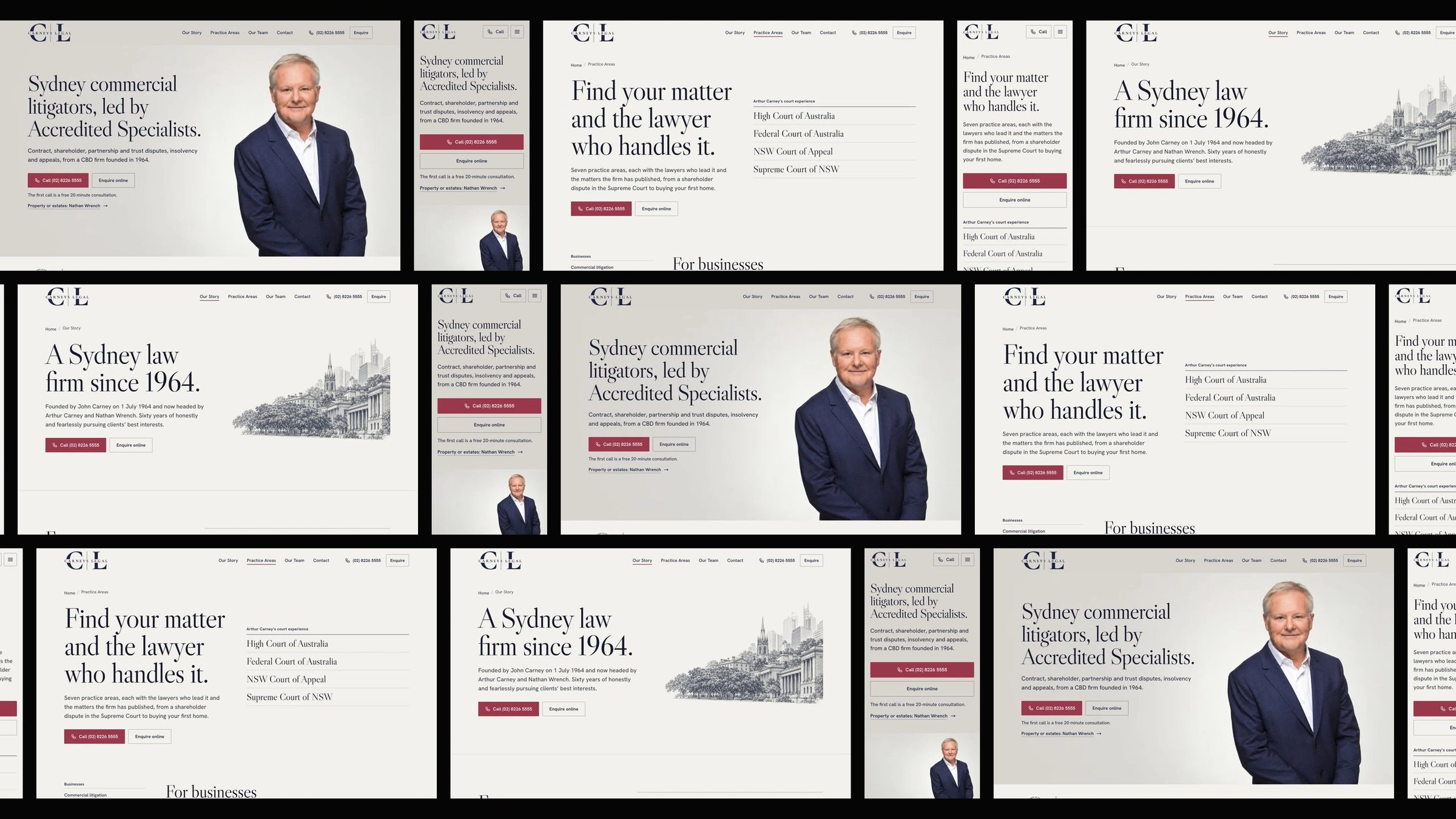 Carneys Legal: desktop and mobile website designs