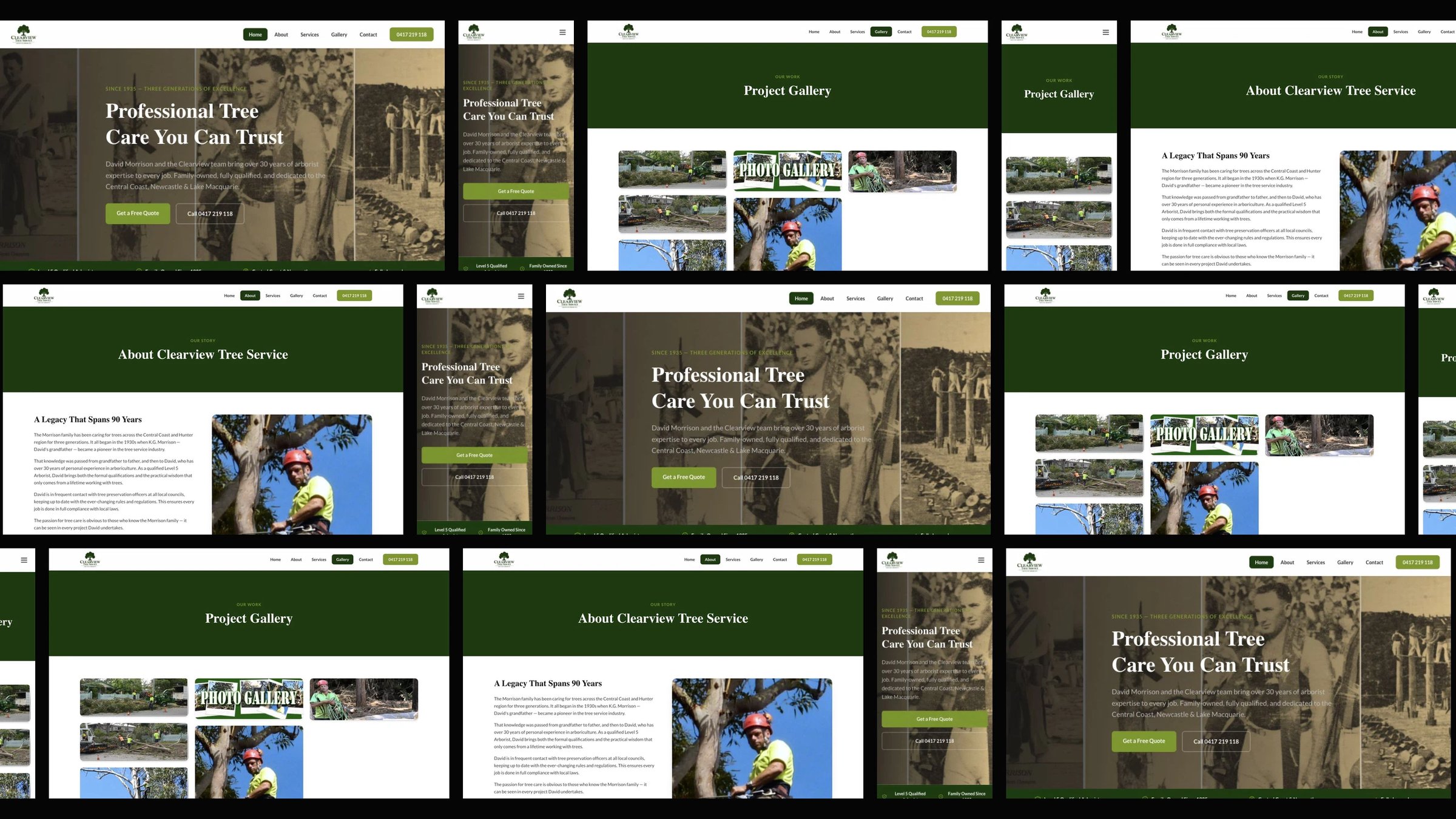 Clearview Tree Service: desktop and mobile website designs