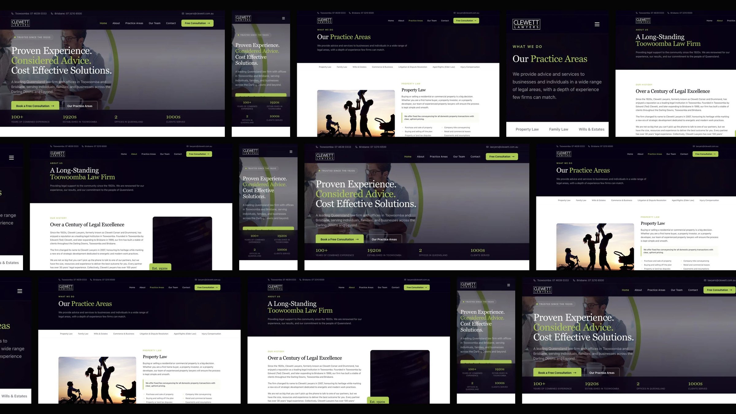 Clewett Lawyers: desktop and mobile website designs