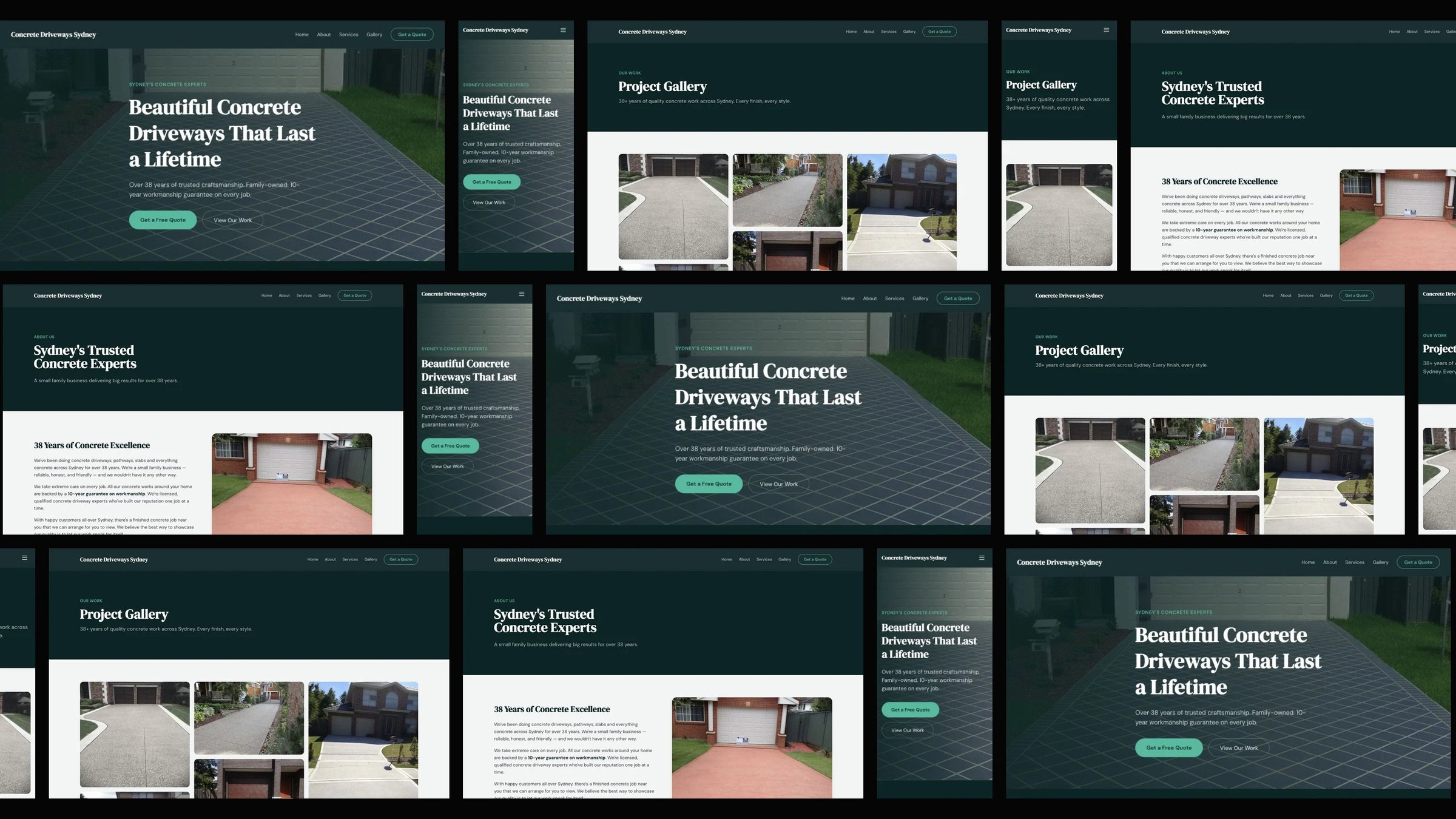 Concrete Driveways Sydney: desktop and mobile website designs