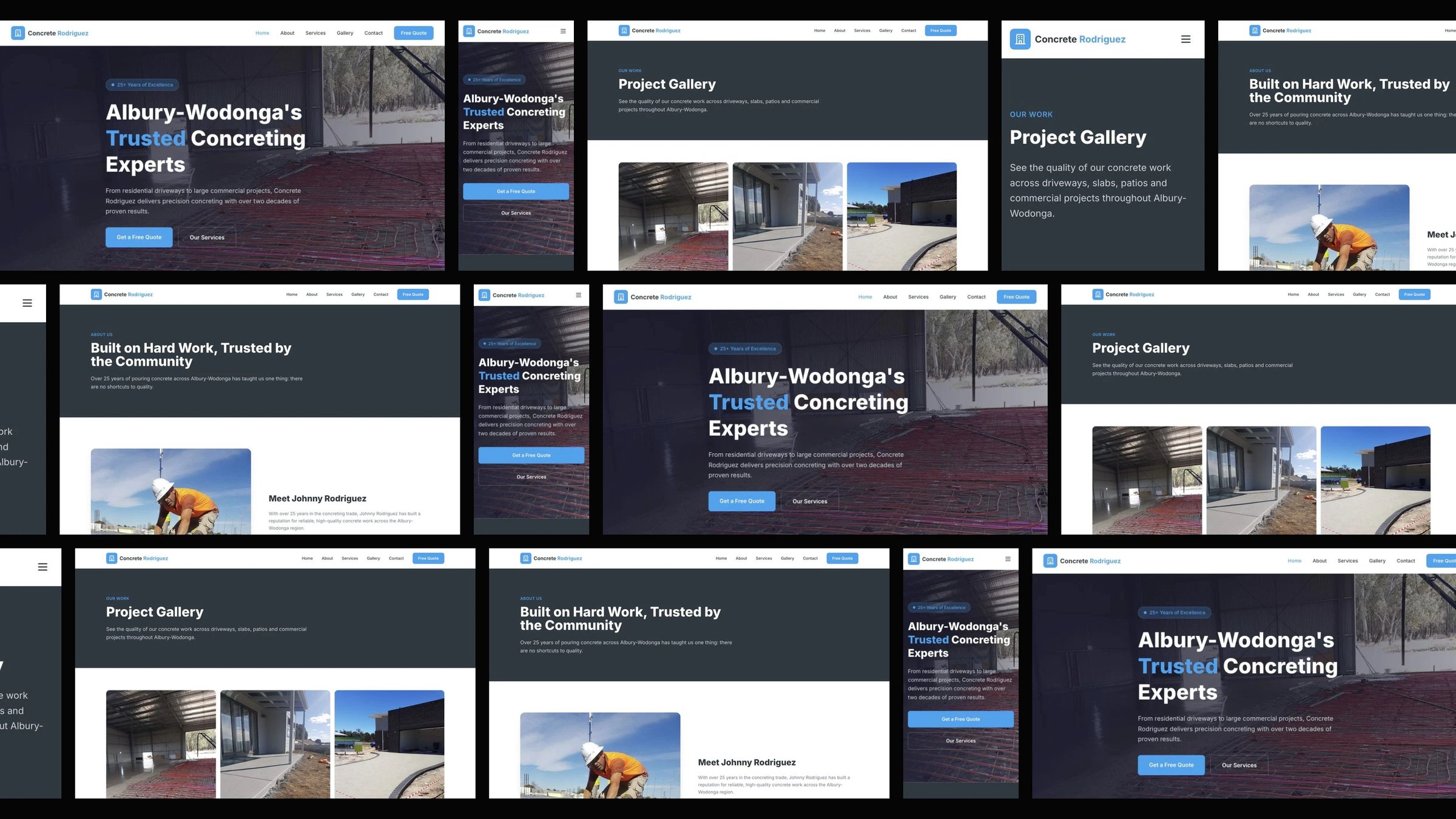 Concrete Rodriguez: desktop and mobile website designs