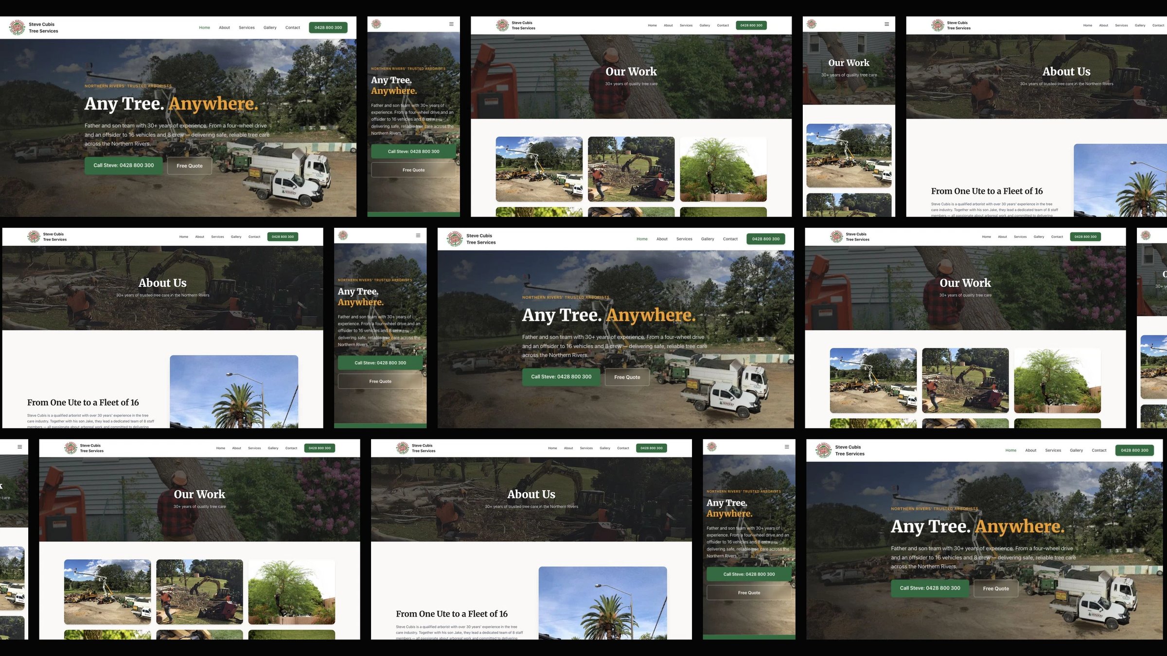 Steve Cubis Tree Services: desktop and mobile website designs