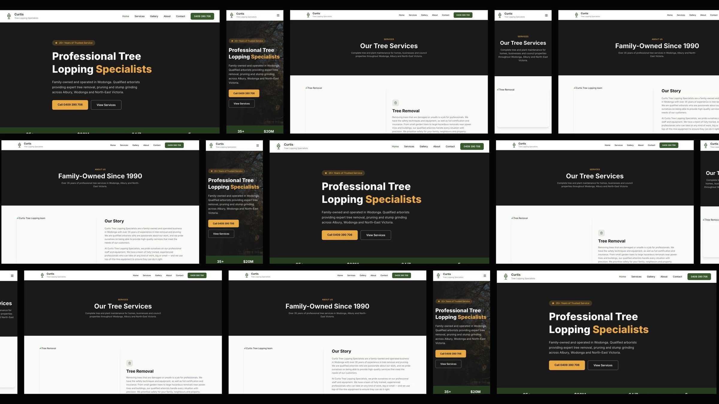 Curtis Tree Lopping Specialists: desktop and mobile website designs