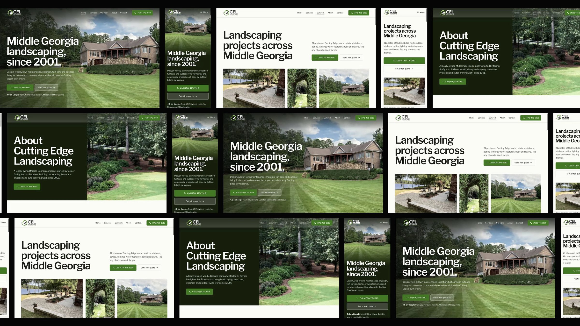 Cutting Edge Landscaping: desktop and mobile website designs
