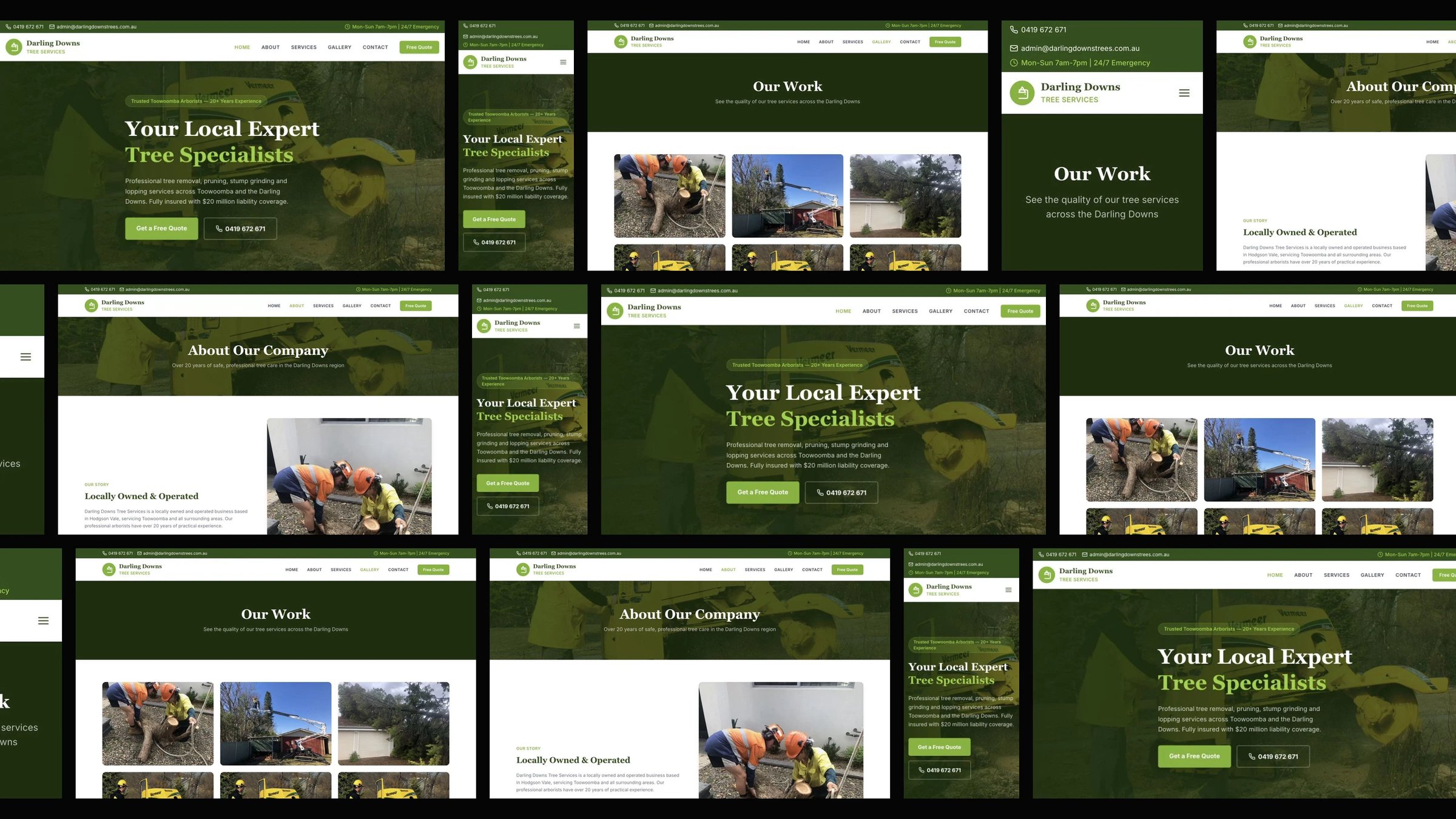 Darling Downs Tree Services: desktop and mobile website designs