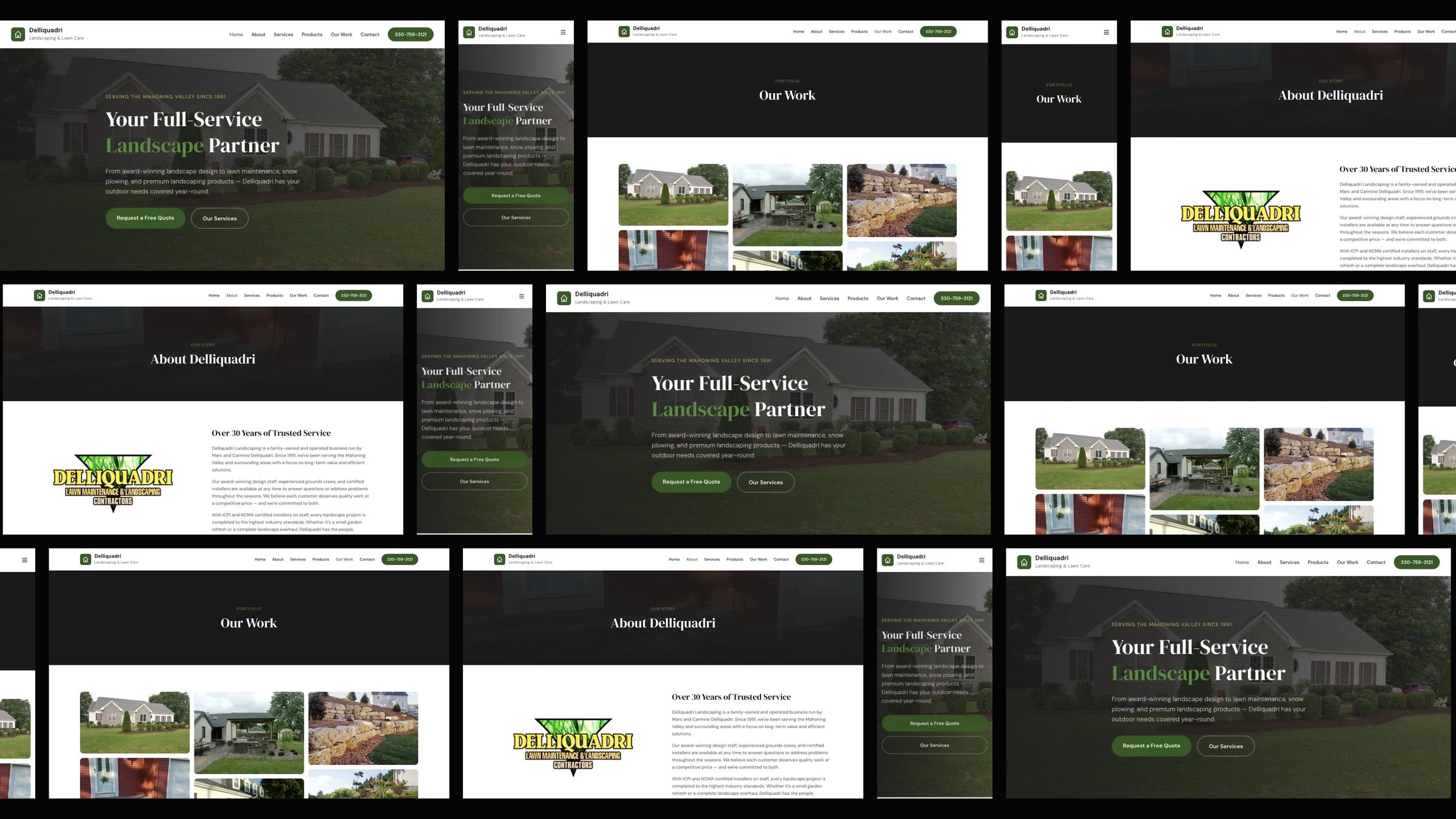 Delliquadri Landscaping: desktop and mobile website designs