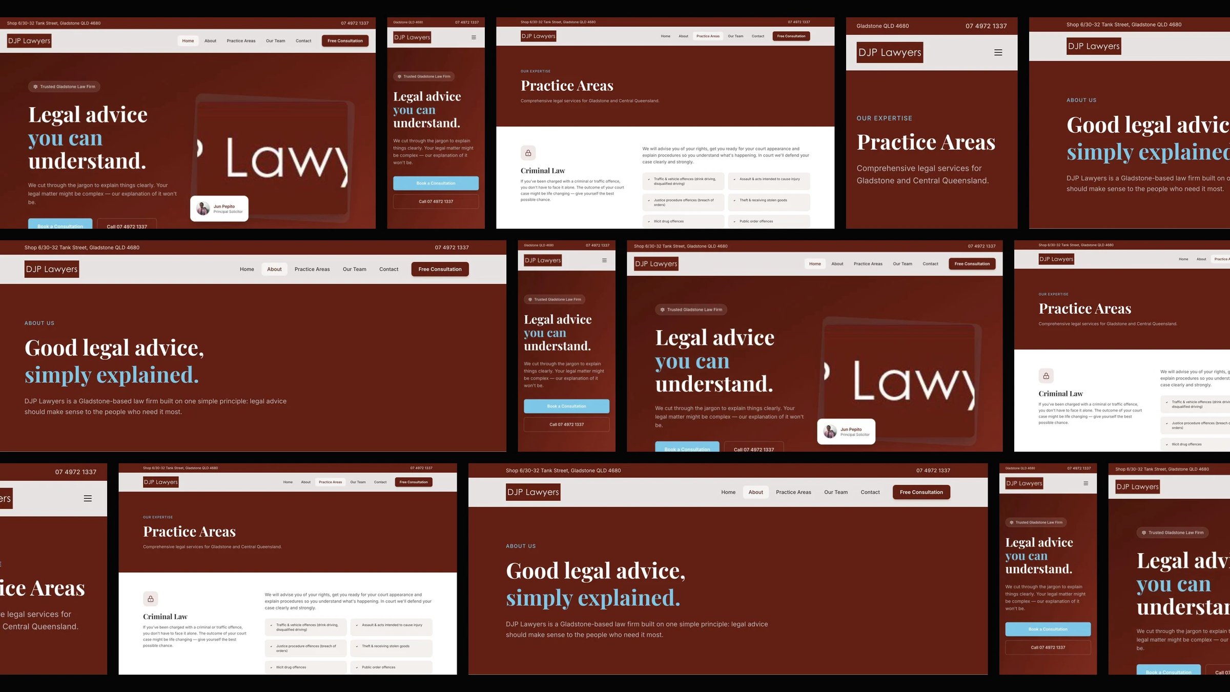 DJP Lawyers: desktop and mobile website designs