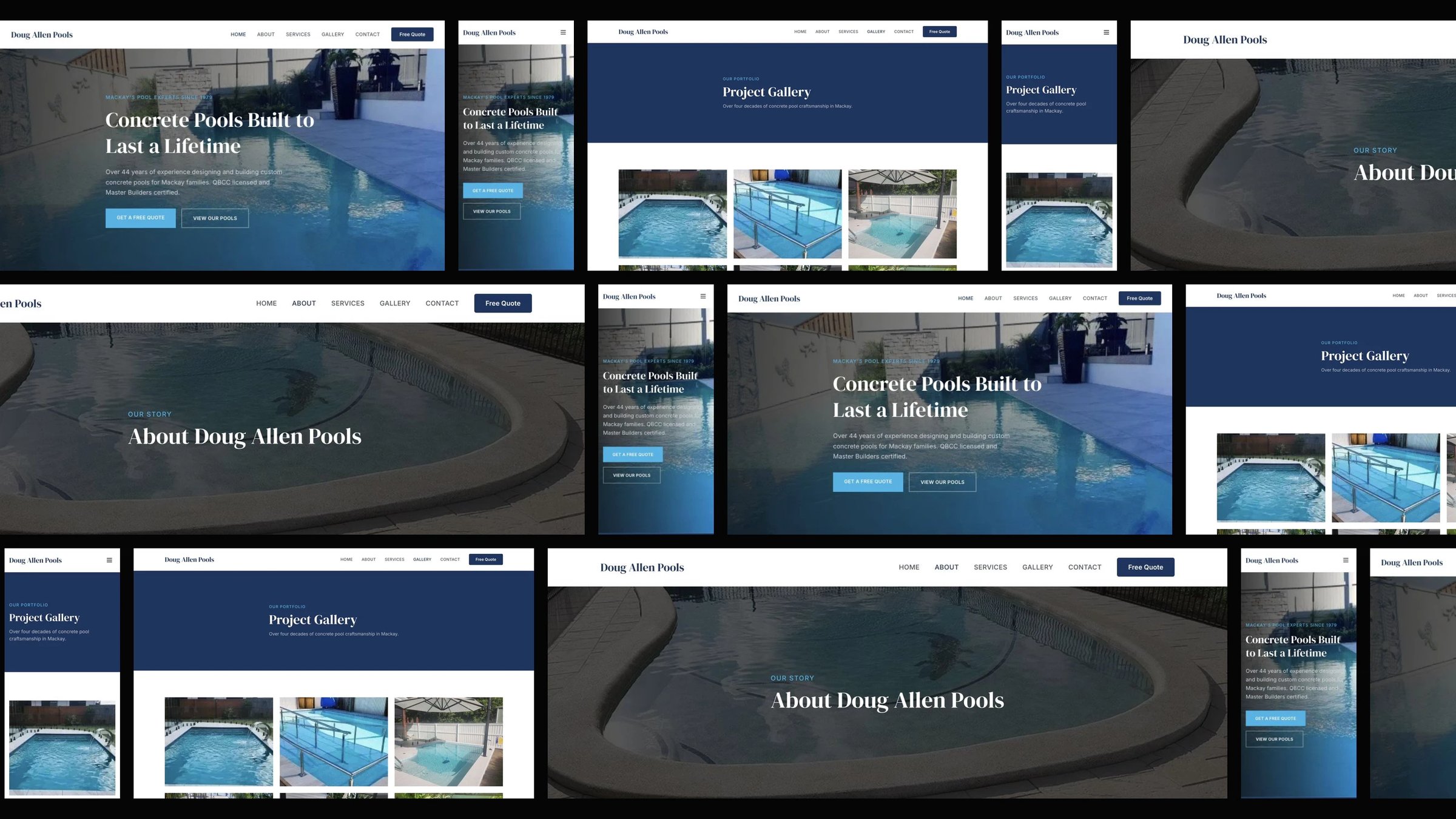 Doug Allen Pools: desktop and mobile website designs