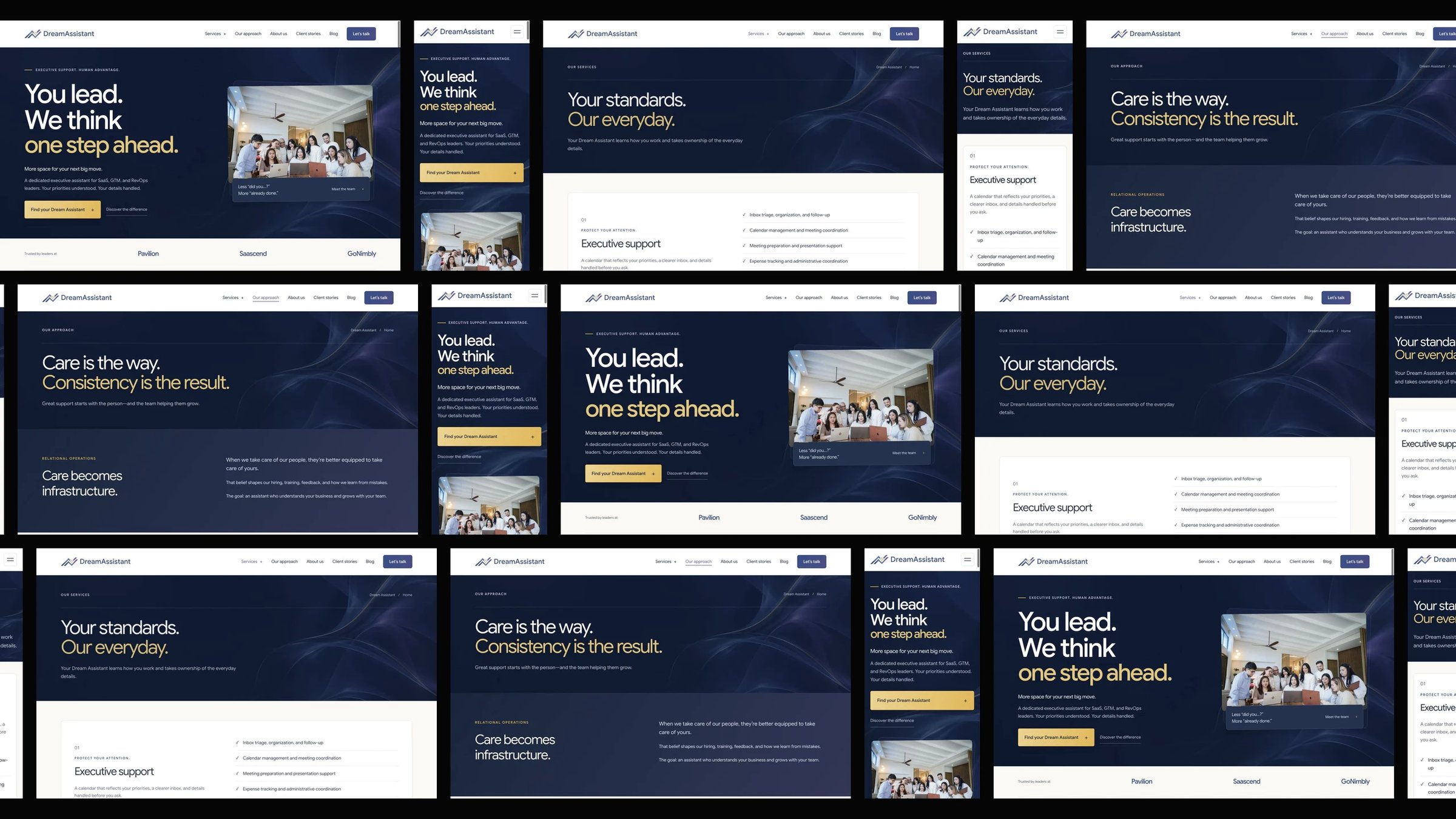 Dream Assistant: desktop and mobile website designs