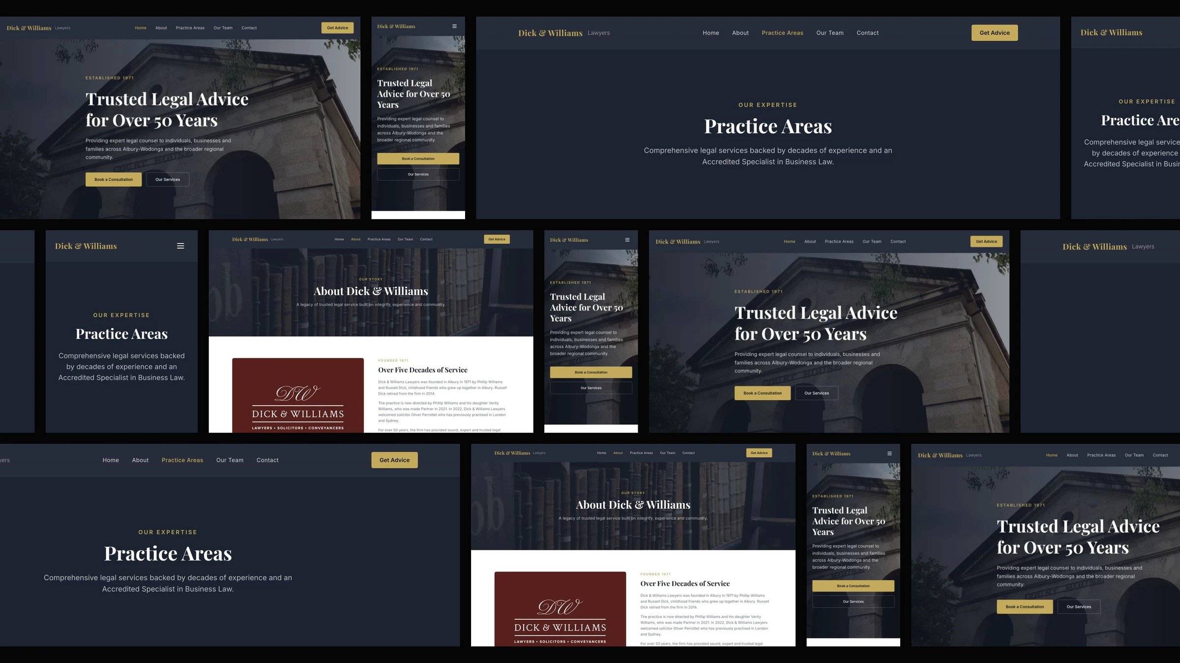 Dick & Williams Lawyers: desktop and mobile website designs