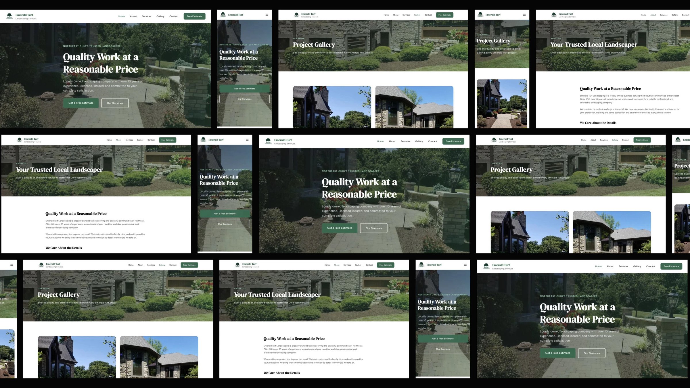 Emerald Turf Landscaping: desktop and mobile website designs
